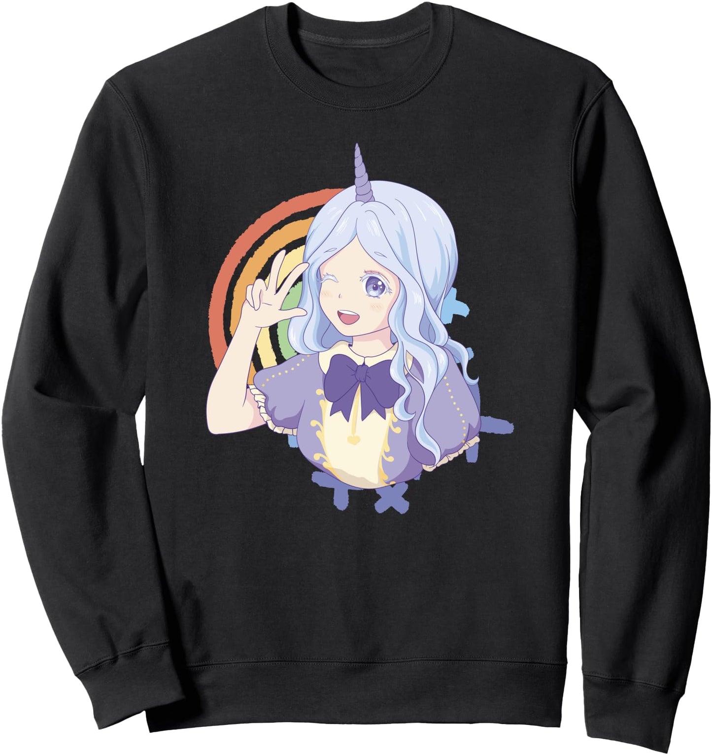 Cute Anime Kawaii Unicorn Magical Girl Japanese Illustration Sweatshirt