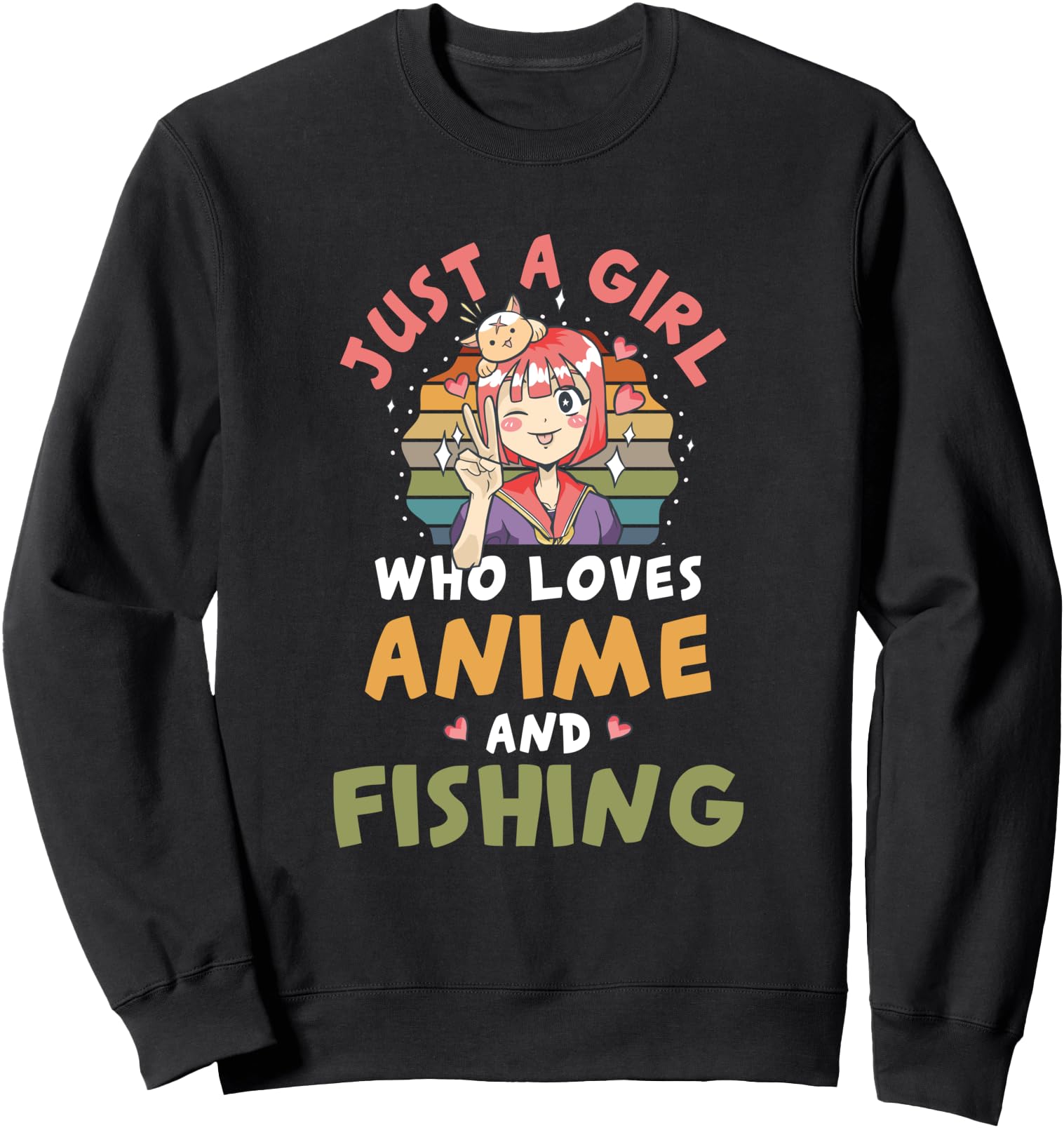 Girl Who Loves Anime And Fishing Anime Lover Japanese Sweatshirt