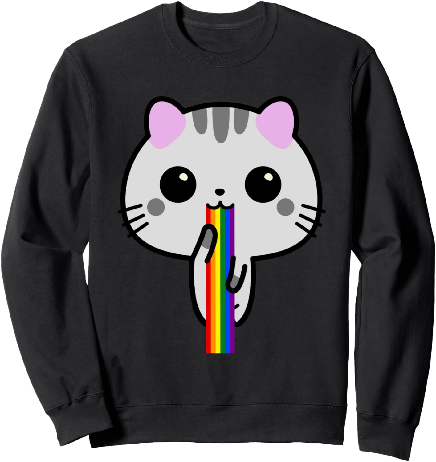 Cute Kawaii Kitten Eating Rainbow Ramen Noodles Anime Sweatshirt