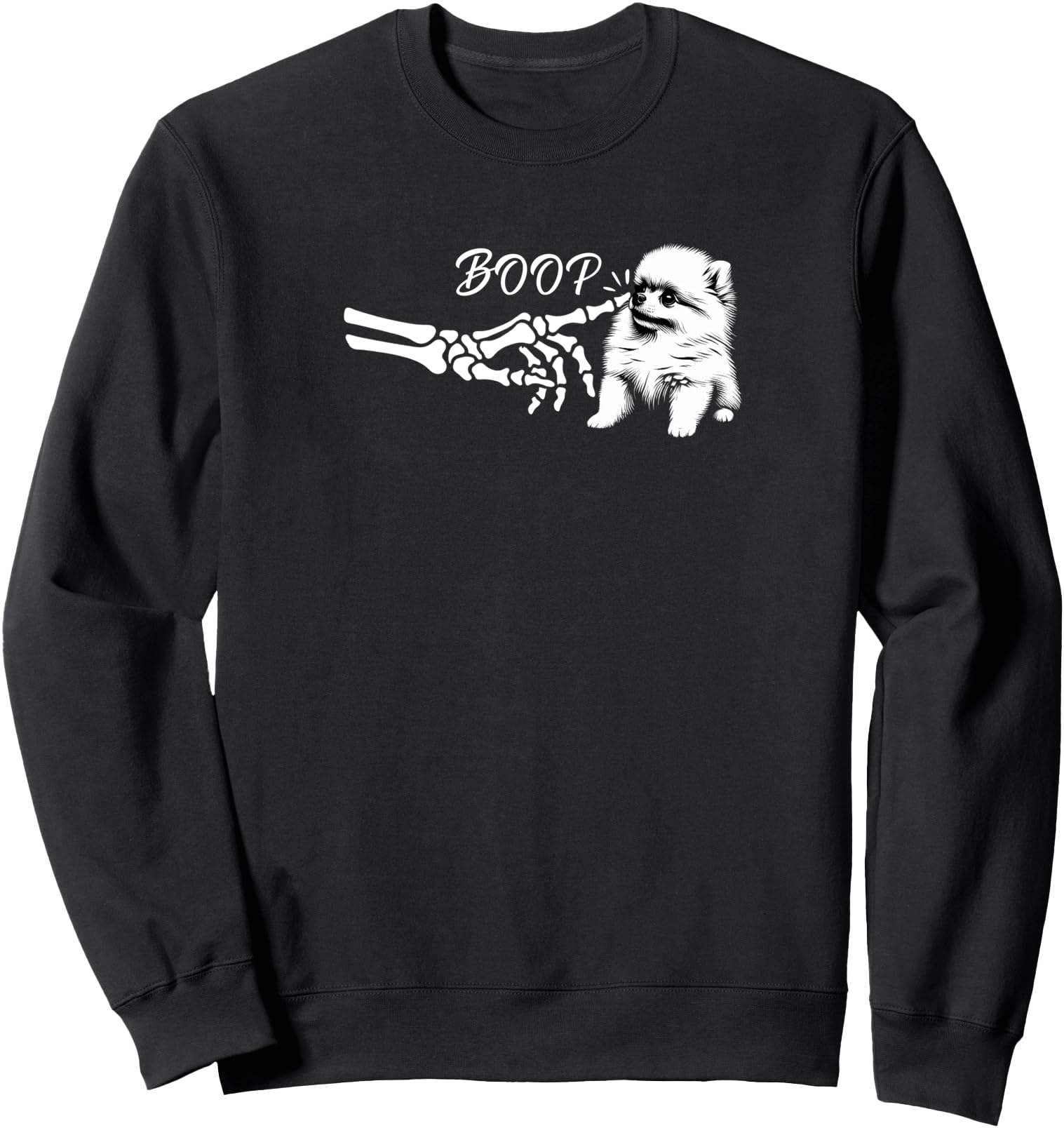 Pomeranian Skeleton Hand Boop Halloween Pet Women Girls Sweatshirt