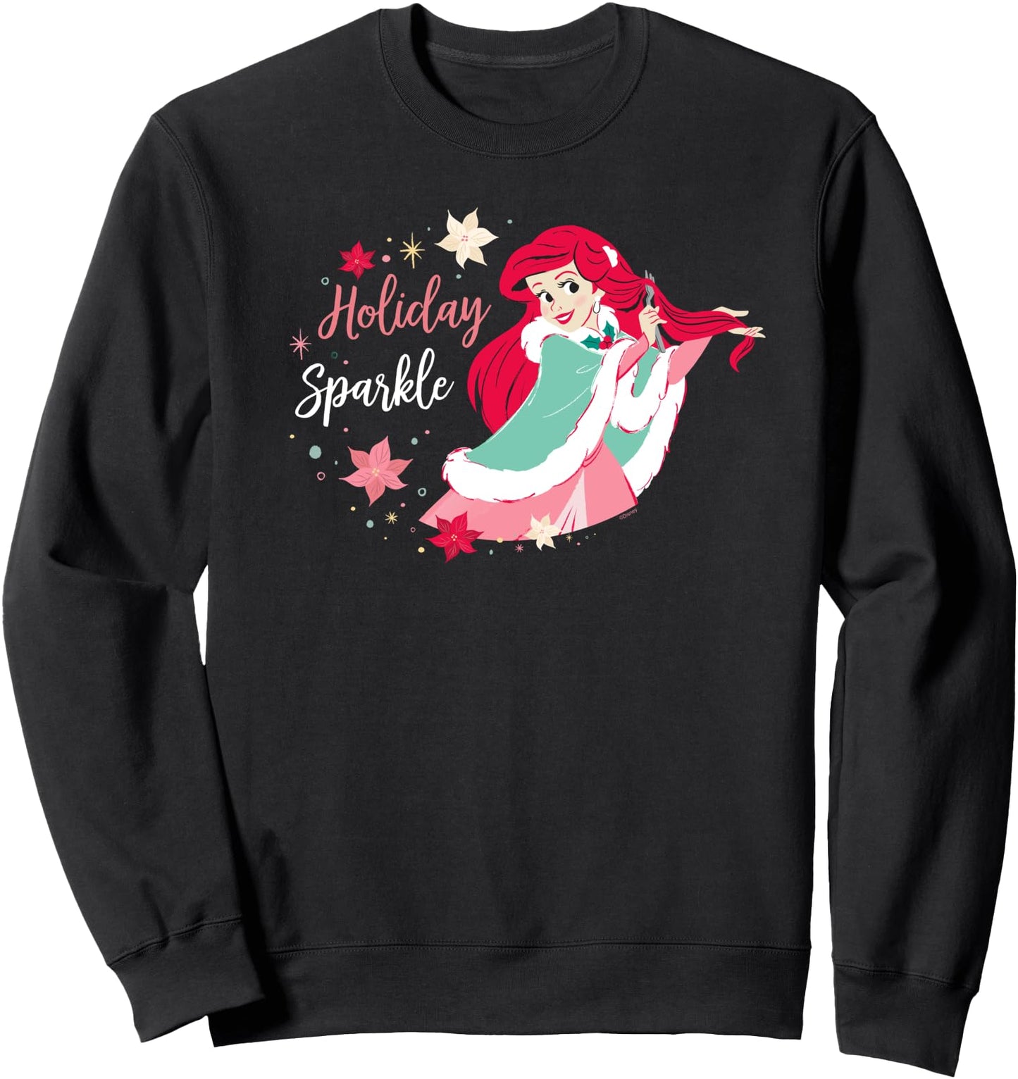 Disney Princess Ariel Mermaid Christmas Holiday Sparkle Sweatshirt