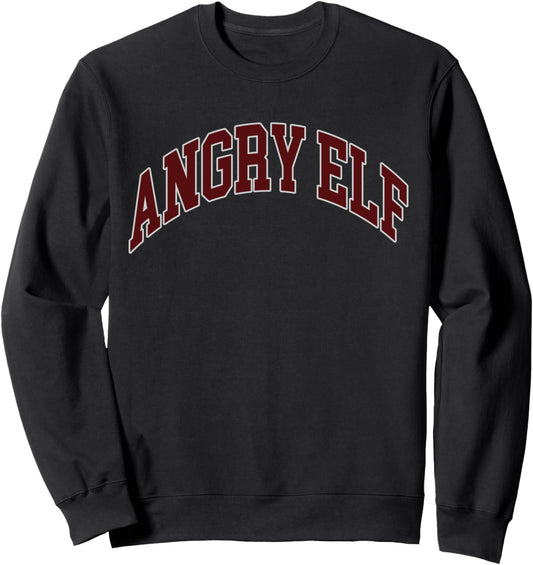Angry Elf Arched Vintage Burgundy Christmas Holiday Sweatshirt