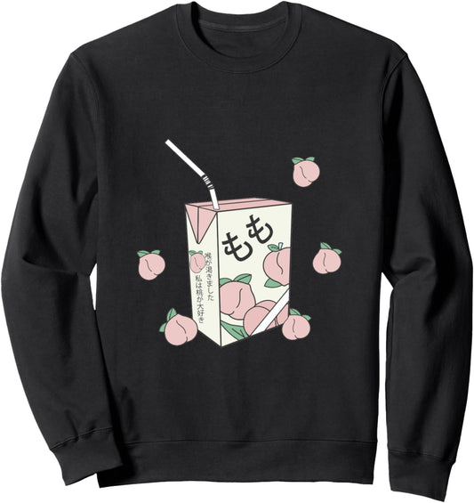 90s Japanese text Aesthetic girl Peach Juice otaku anime Sweatshirt