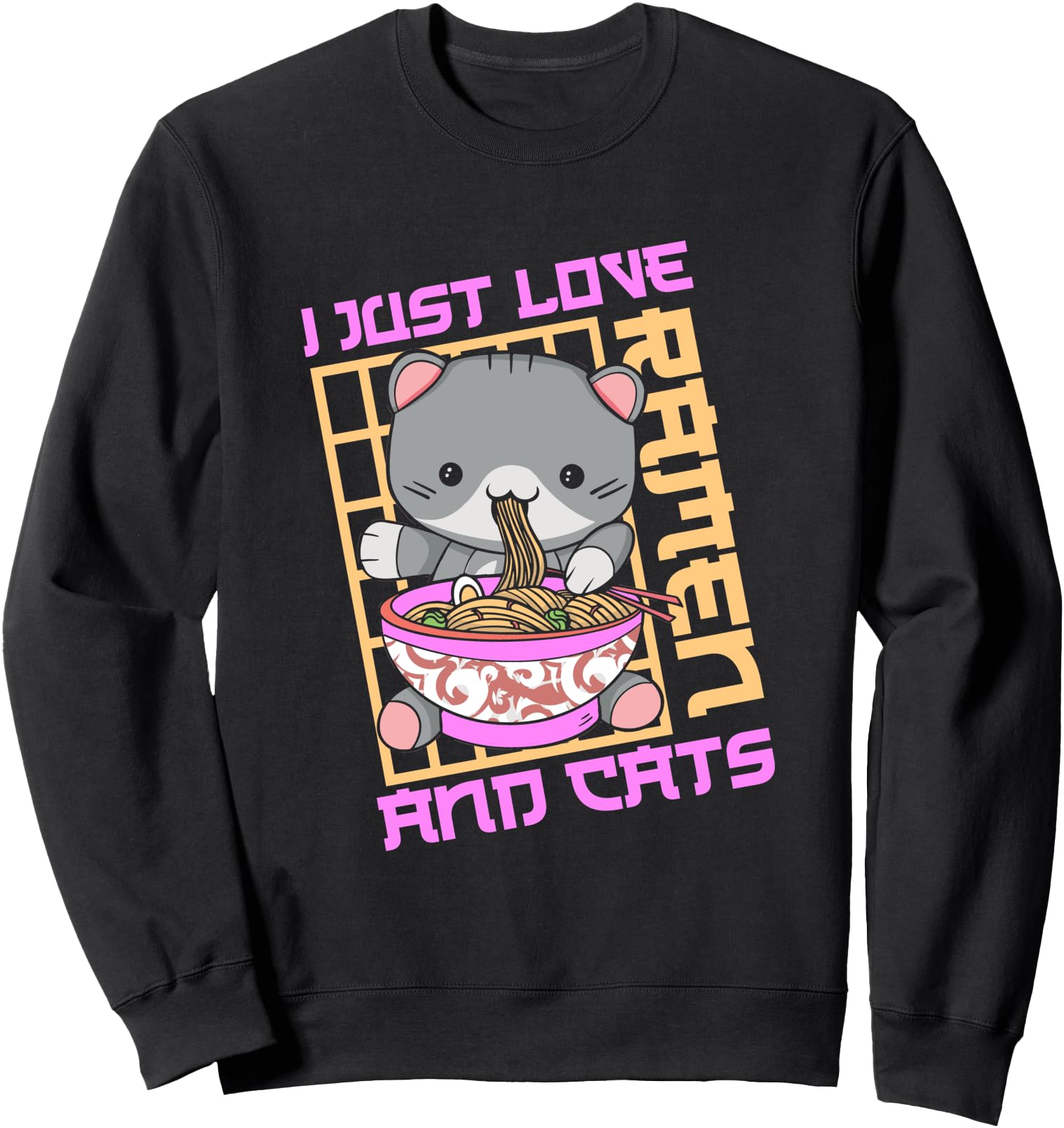 I Just Really Love Ramen and Cats 90s japanese aestetic Sweatshirt