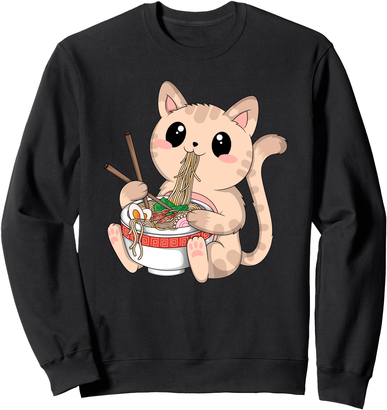 Cute Kawaii Cat Ramen Noodles Anime Funny Japanese Aesthetic Sweatshirt