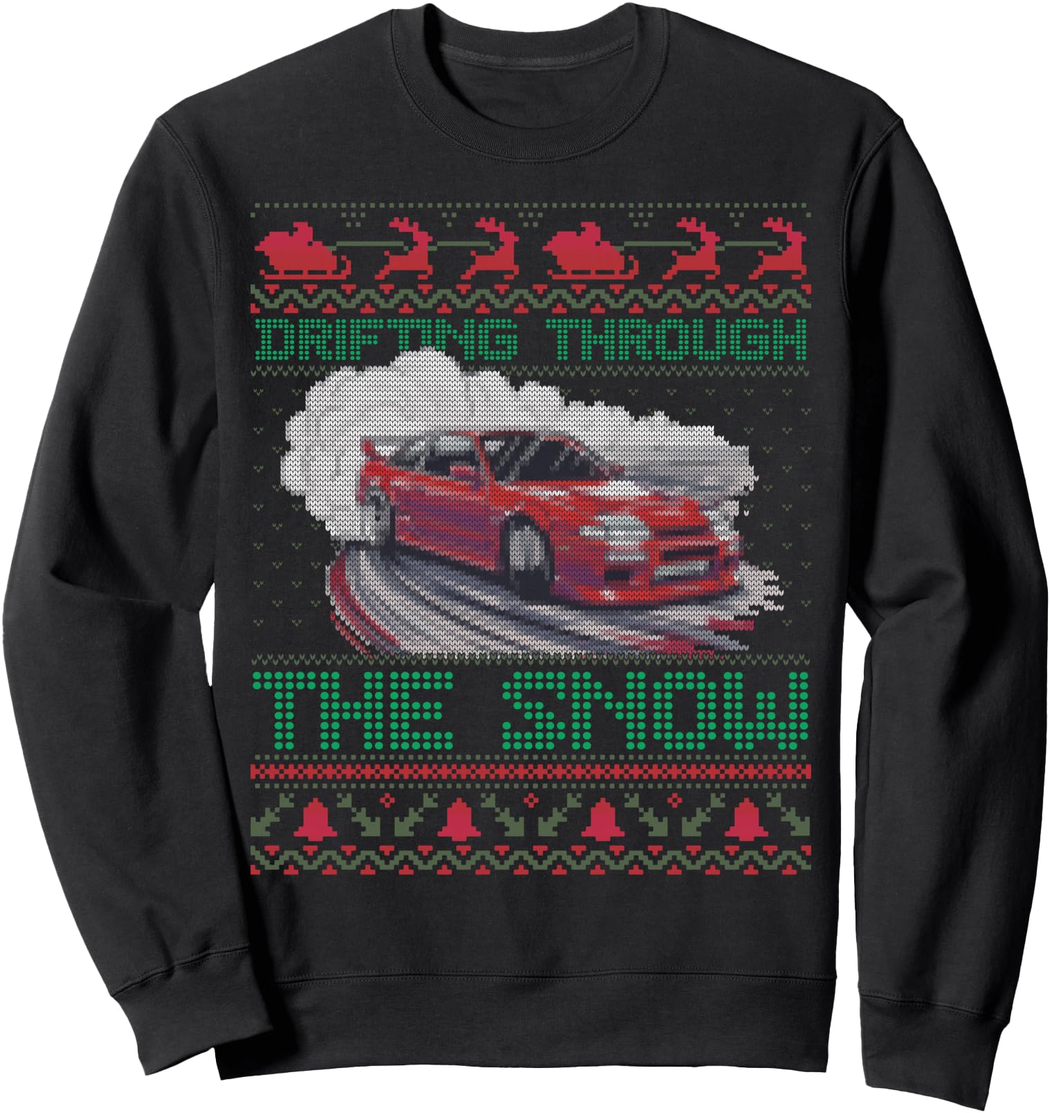 Drifting Car Snow Funny Ugly Xmas Sweater Gifts Sweatshirt