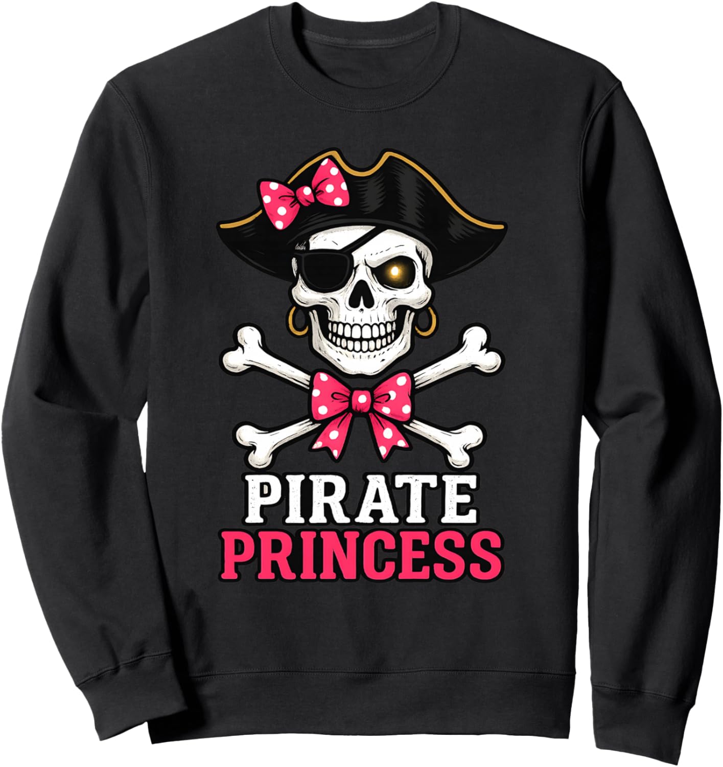 Pirate Princess Skull Crossbones Cute Bow Halloween Party Sweatshirt