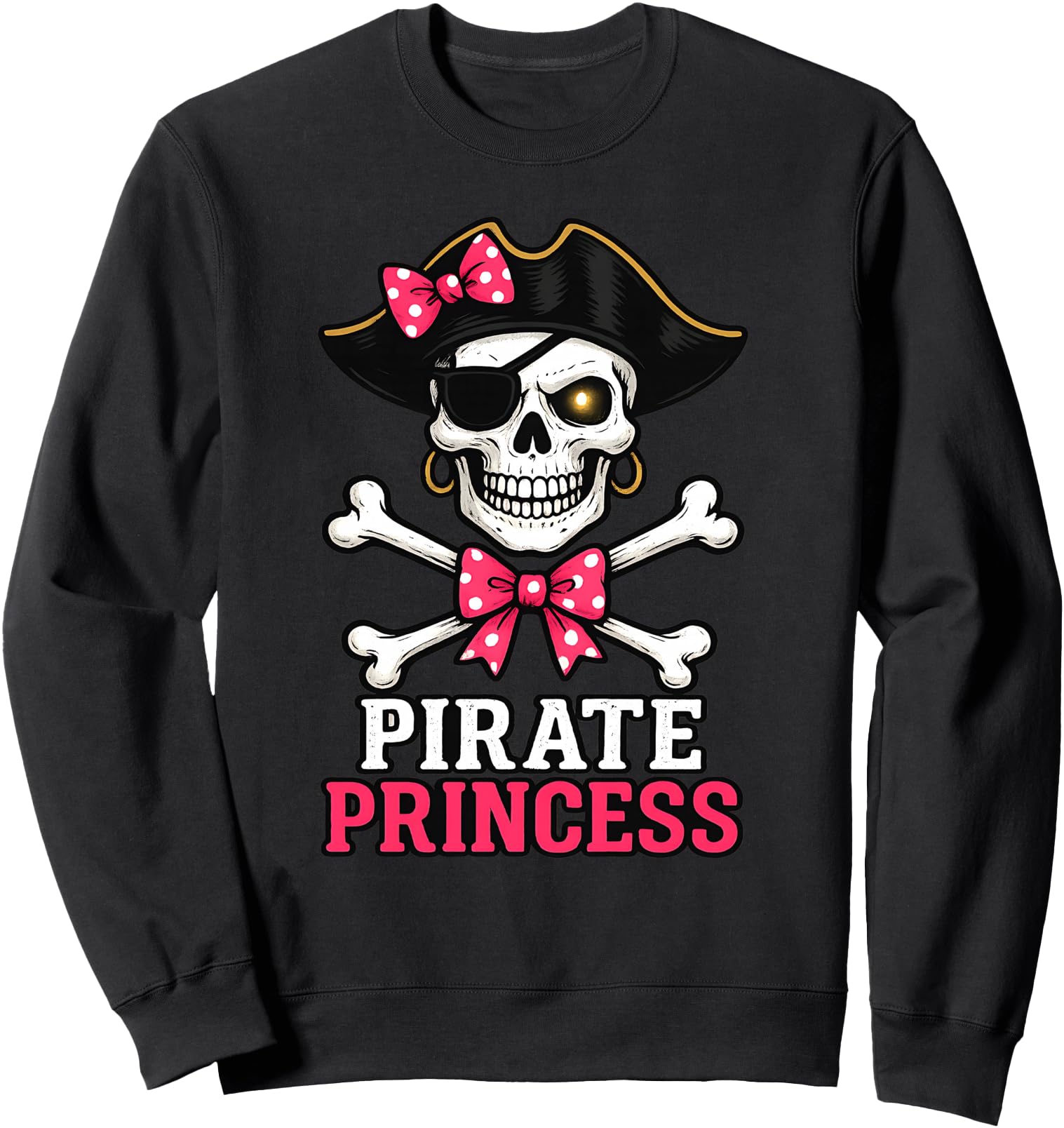 Pirate Princess Skull Crossbones Cute Bow Halloween Party Sweatshirt