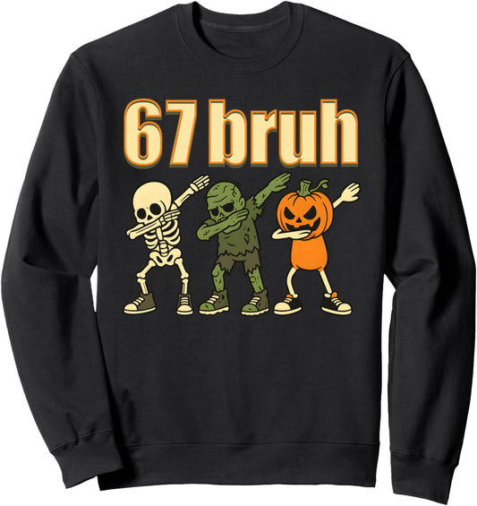 67 Halloween Bruh Funny Brainrot Meme Six Seven Boys Kids Sweatshirt