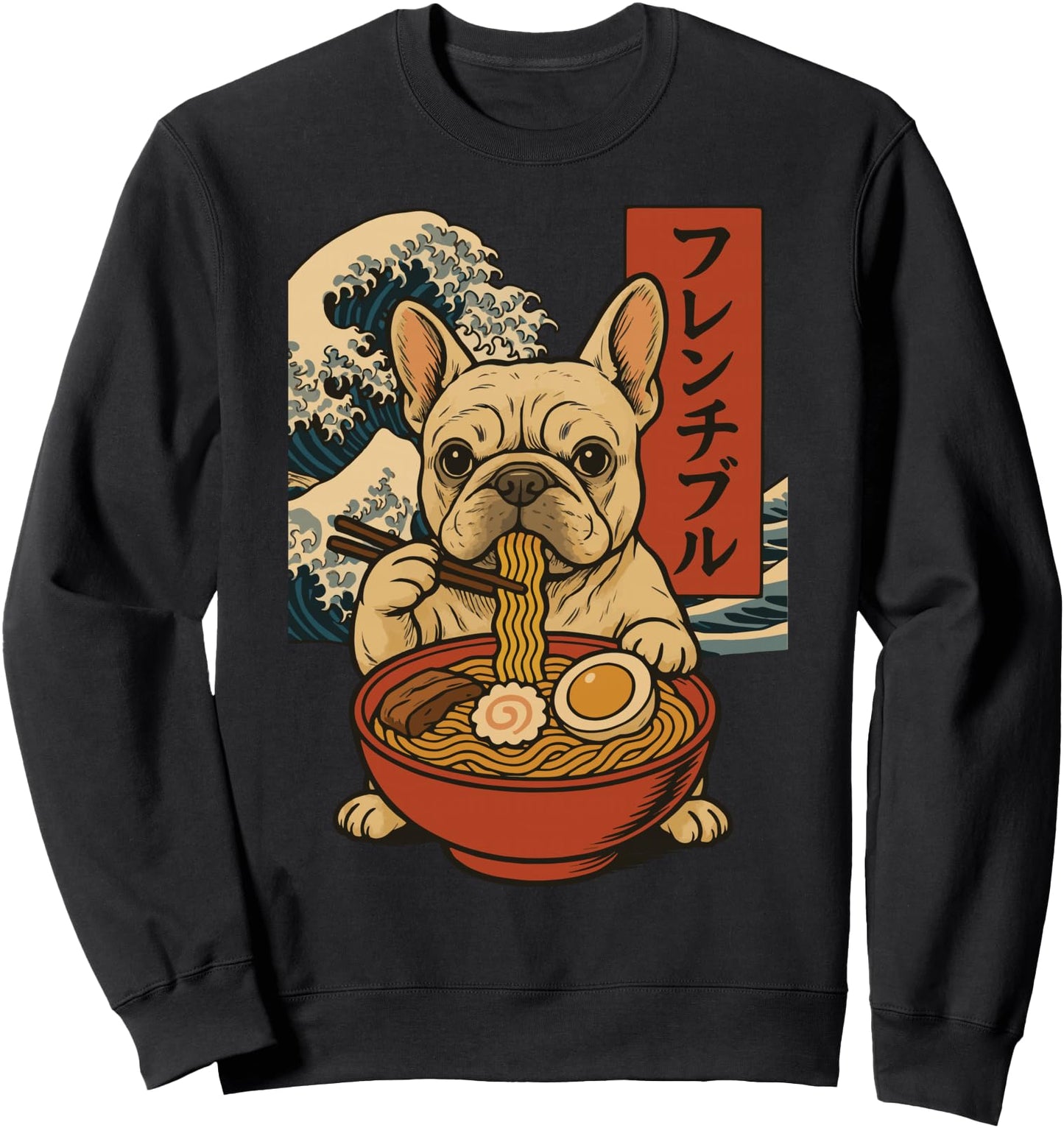 French Bulldog Eating Ramen Anime Japanese Sweatshirt