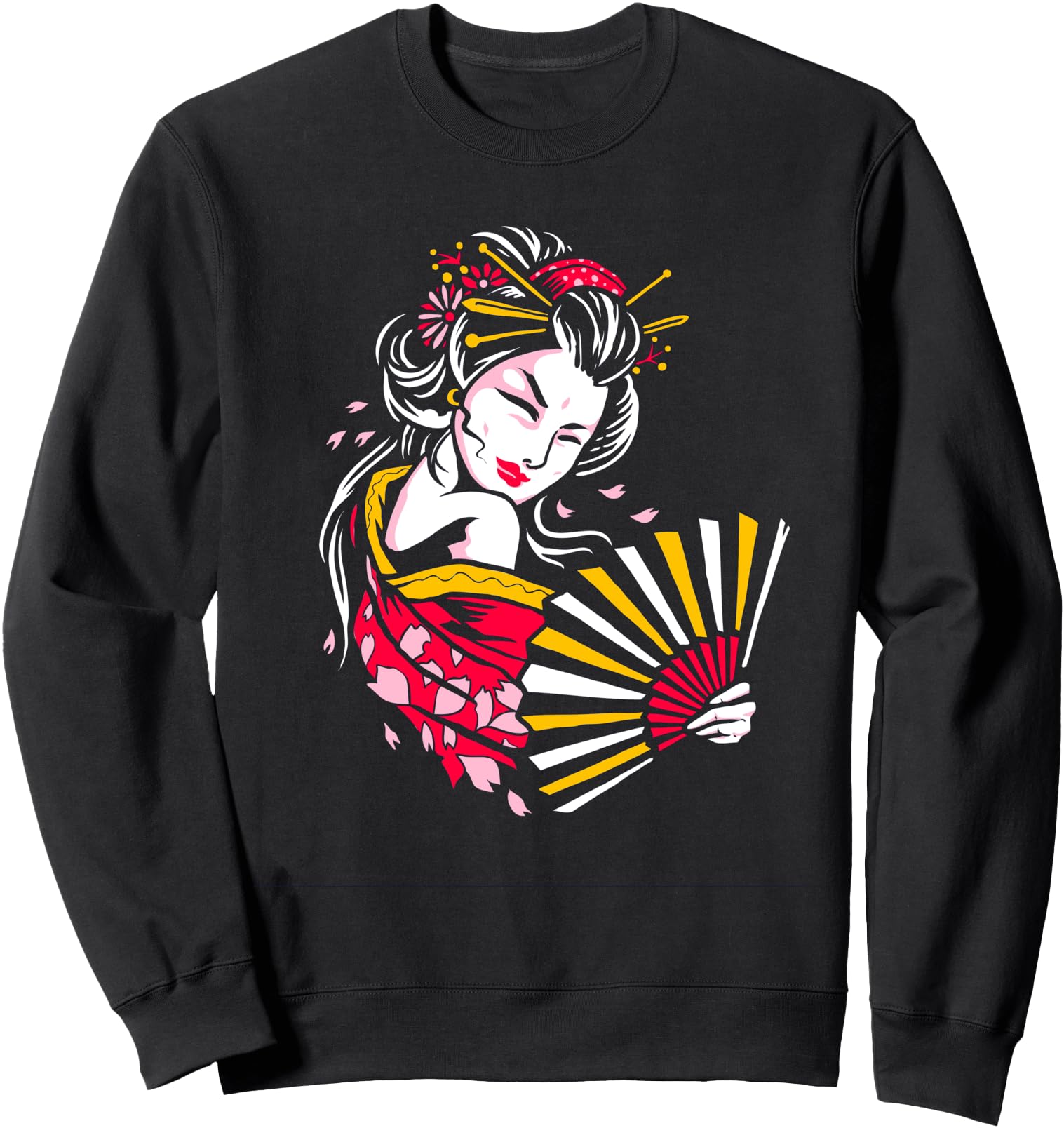 Retro Vintage Japanese geisha Fan Waving Sweatshirt