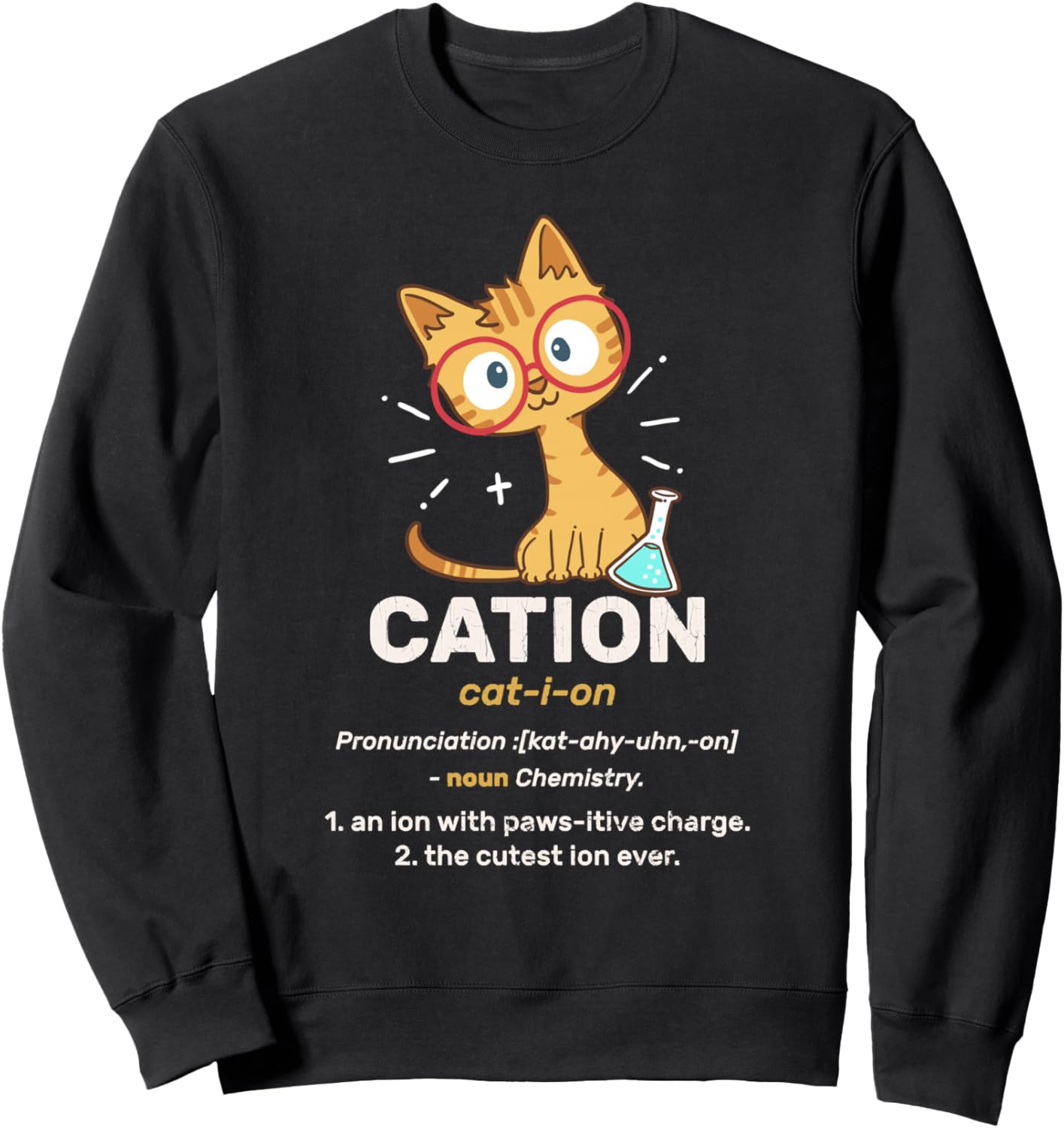 Cation Cute Science Cat Pawsitive Element Chemistry Teacher Sweatshirt