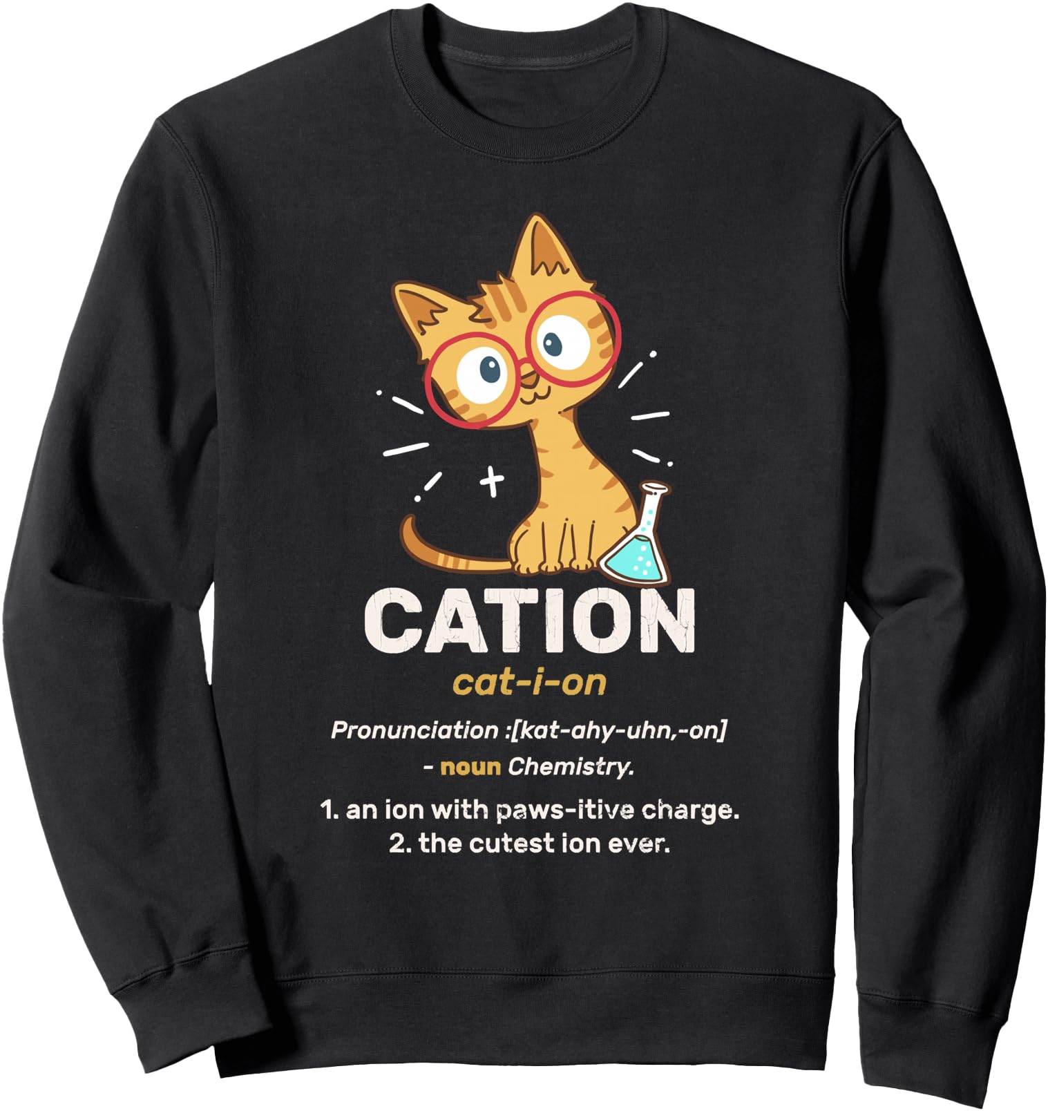 Cation Cute Science Cat Pawsitive Element Chemistry Teacher Sweatshirt