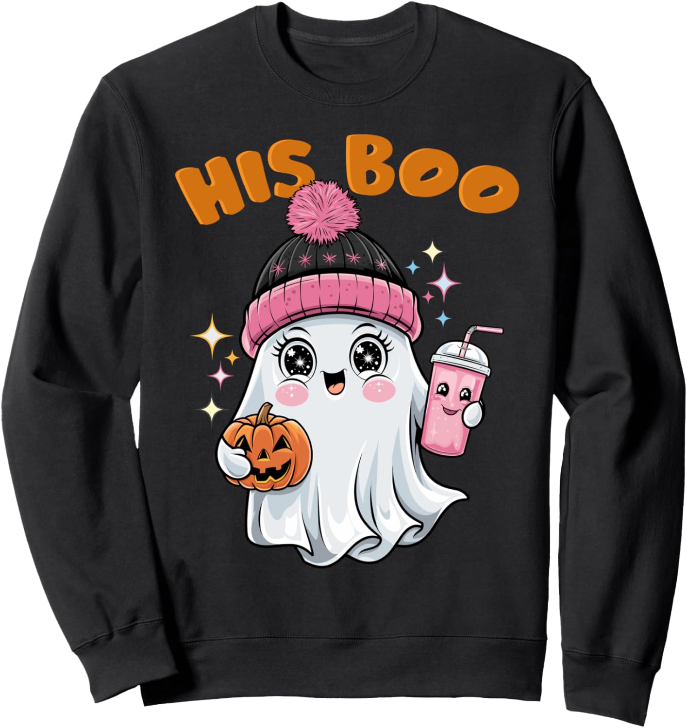 Her Boo His Boo Funny Ghost Matching Couples Halloween 2025 Sweatshirt