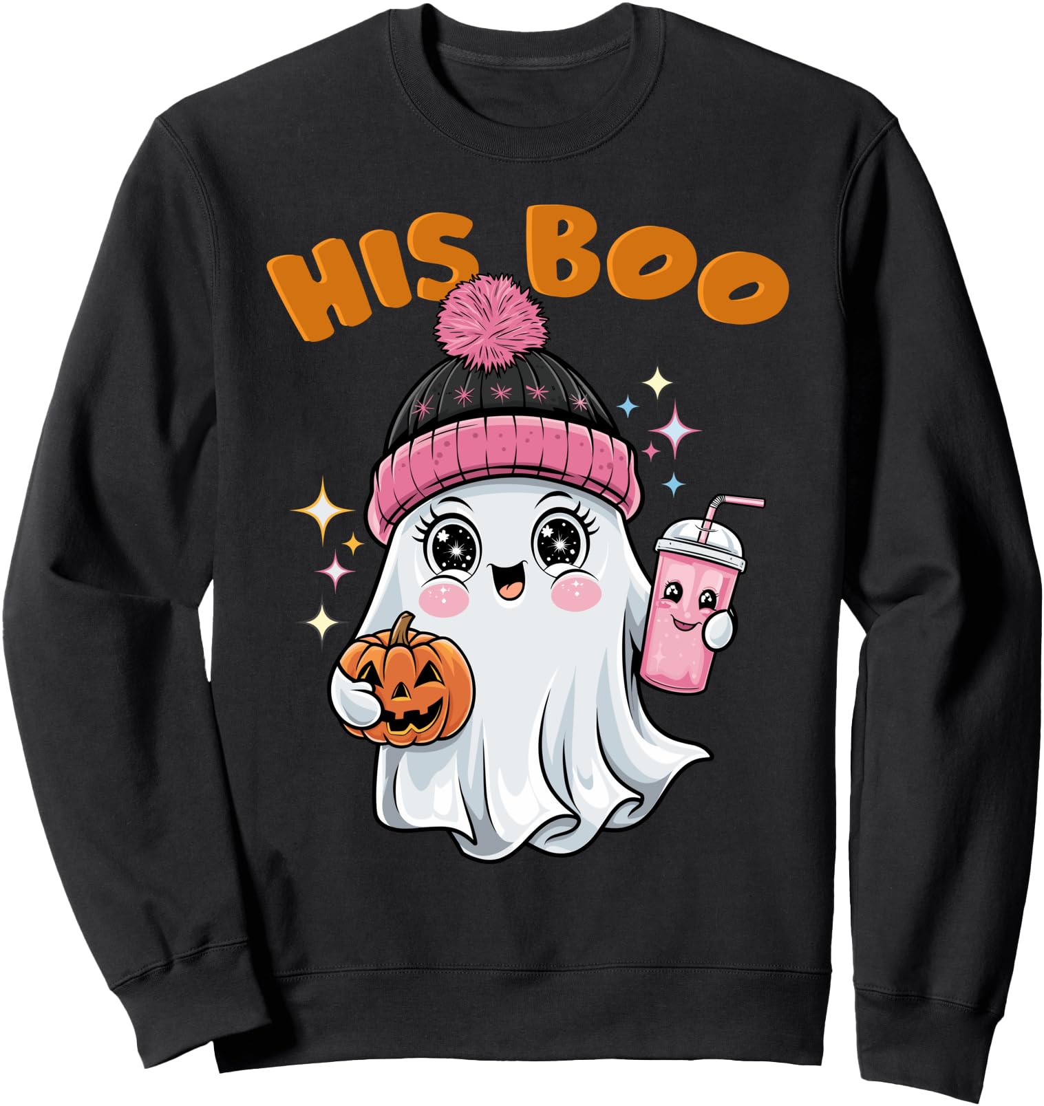 Her Boo His Boo Funny Ghost Matching Couples Halloween 2025 Sweatshirt
