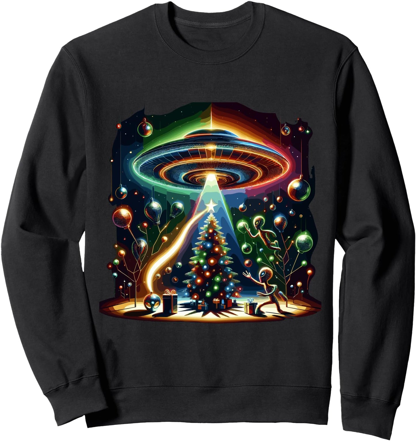 UFO Christmas Celebration - Festive Alien Vector Sweatshirt