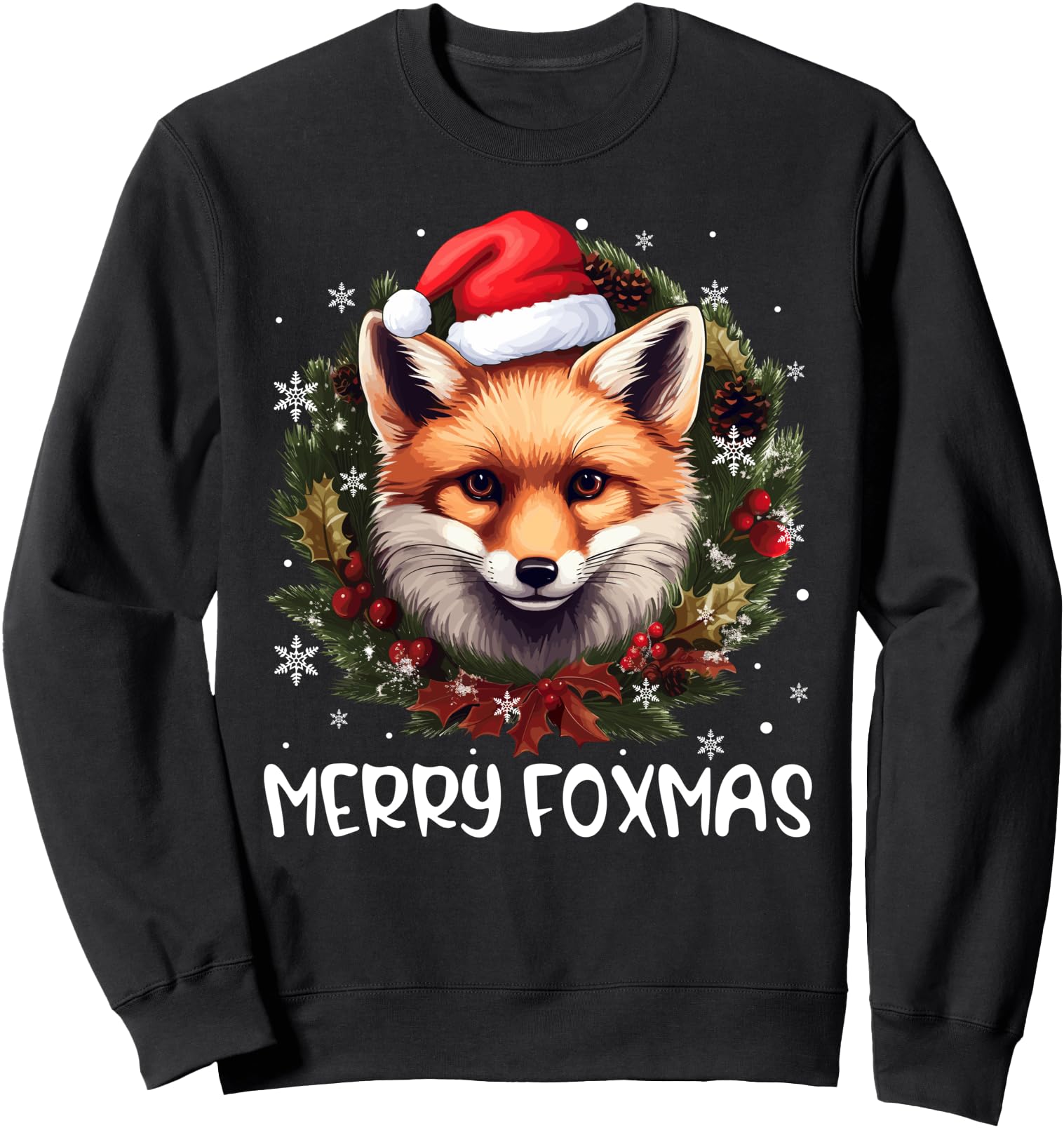 Merry Foxmas Xmas Decoration Santa Fox Christmas Sweatshirt