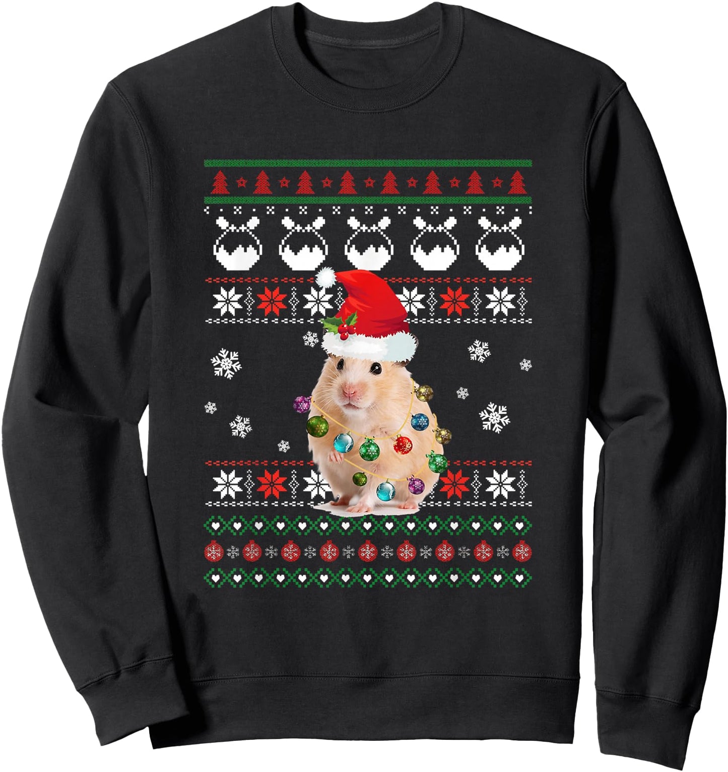 Cute Hamster Santa Hat Ugly Sweater Christmas Pajama Family Sweatshirt