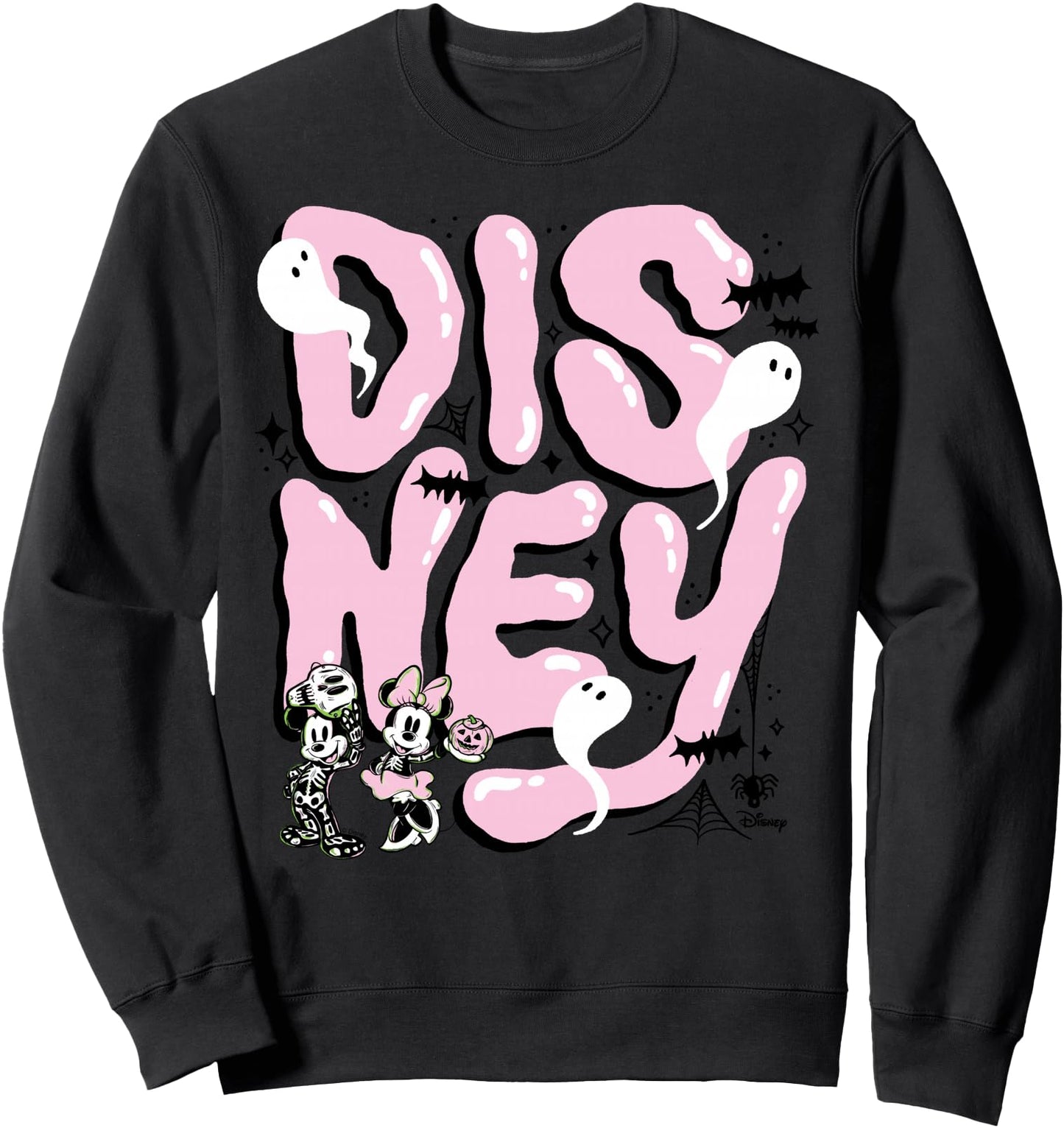 Disney Halloween Mickey & Minnie Skeleton Ghost Design Sweatshirt