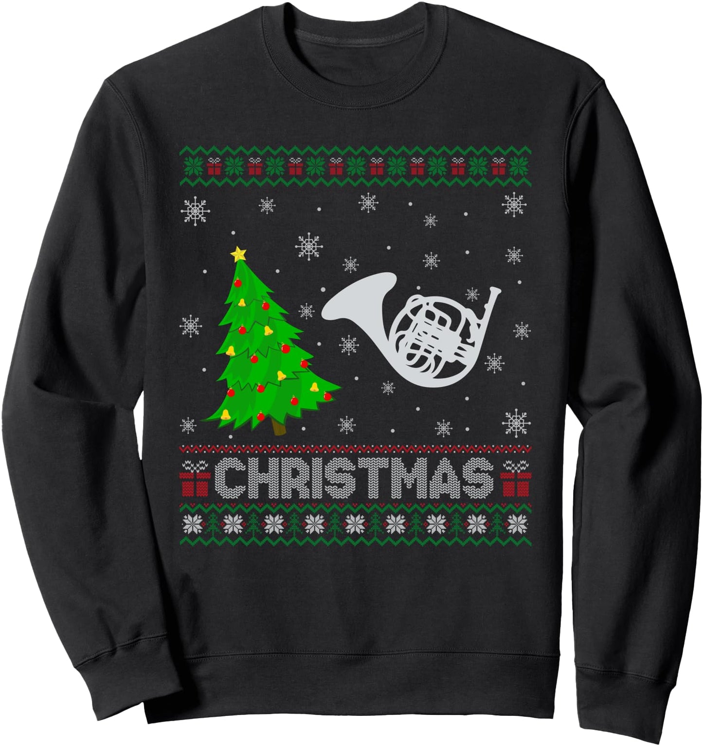 French Horn Xmas Tree Lighting Ugly Christmas Sweater Sweatshirt