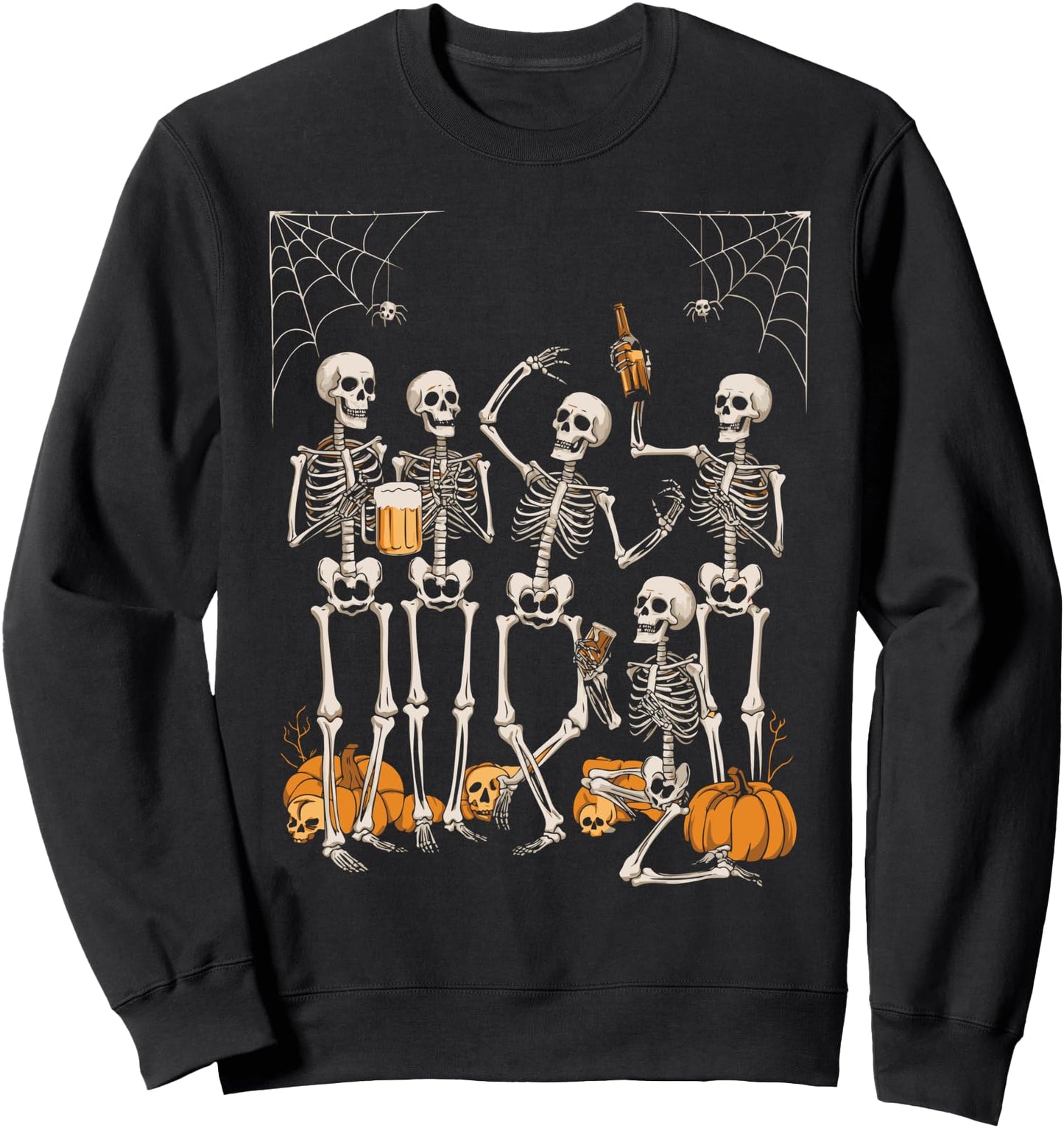 Scary Skeleton Party Halloween Costume 2024 Drinking Beer Sweatshirt