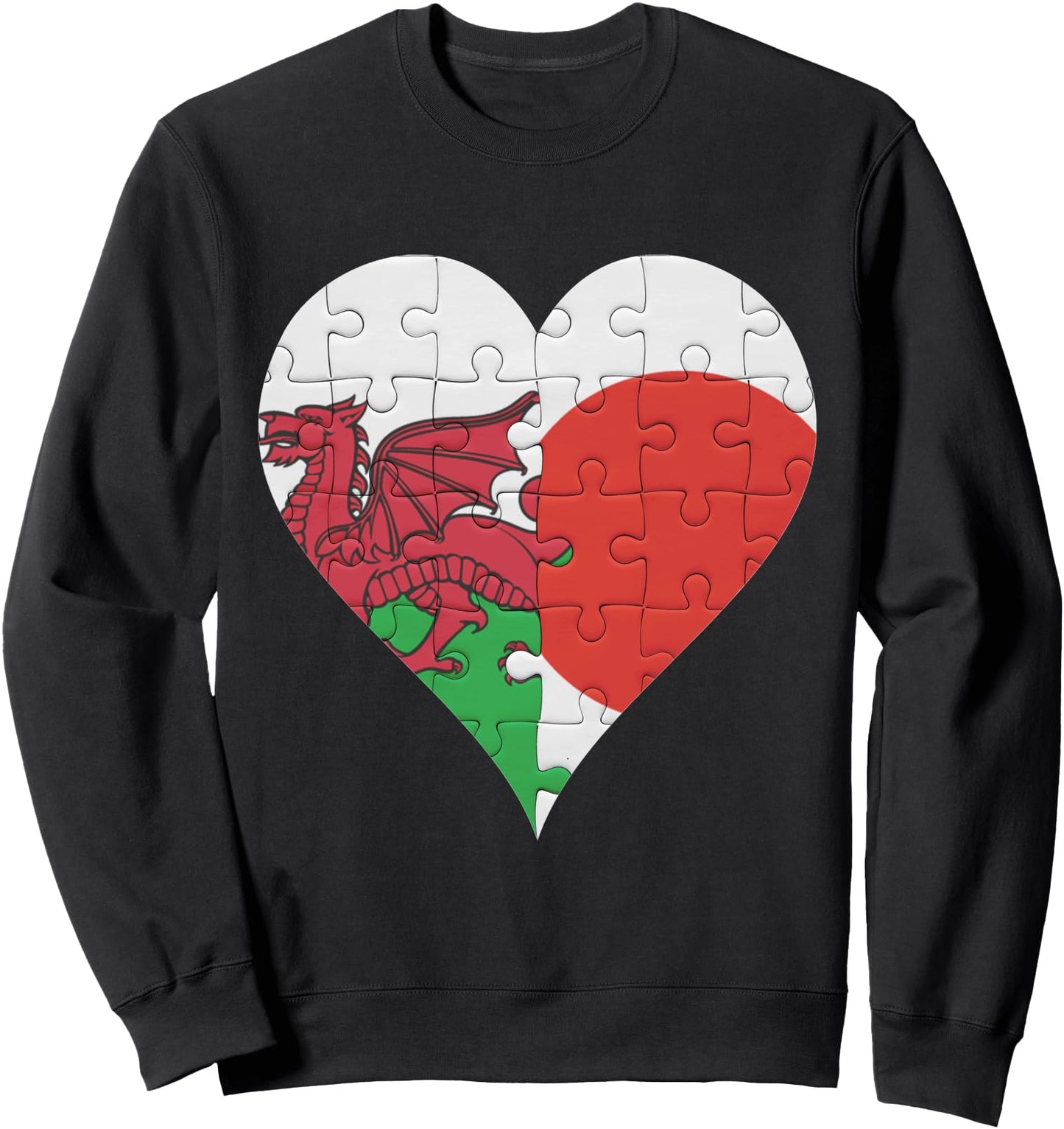 Welsh Japanese Flag Heart Sweatshirt