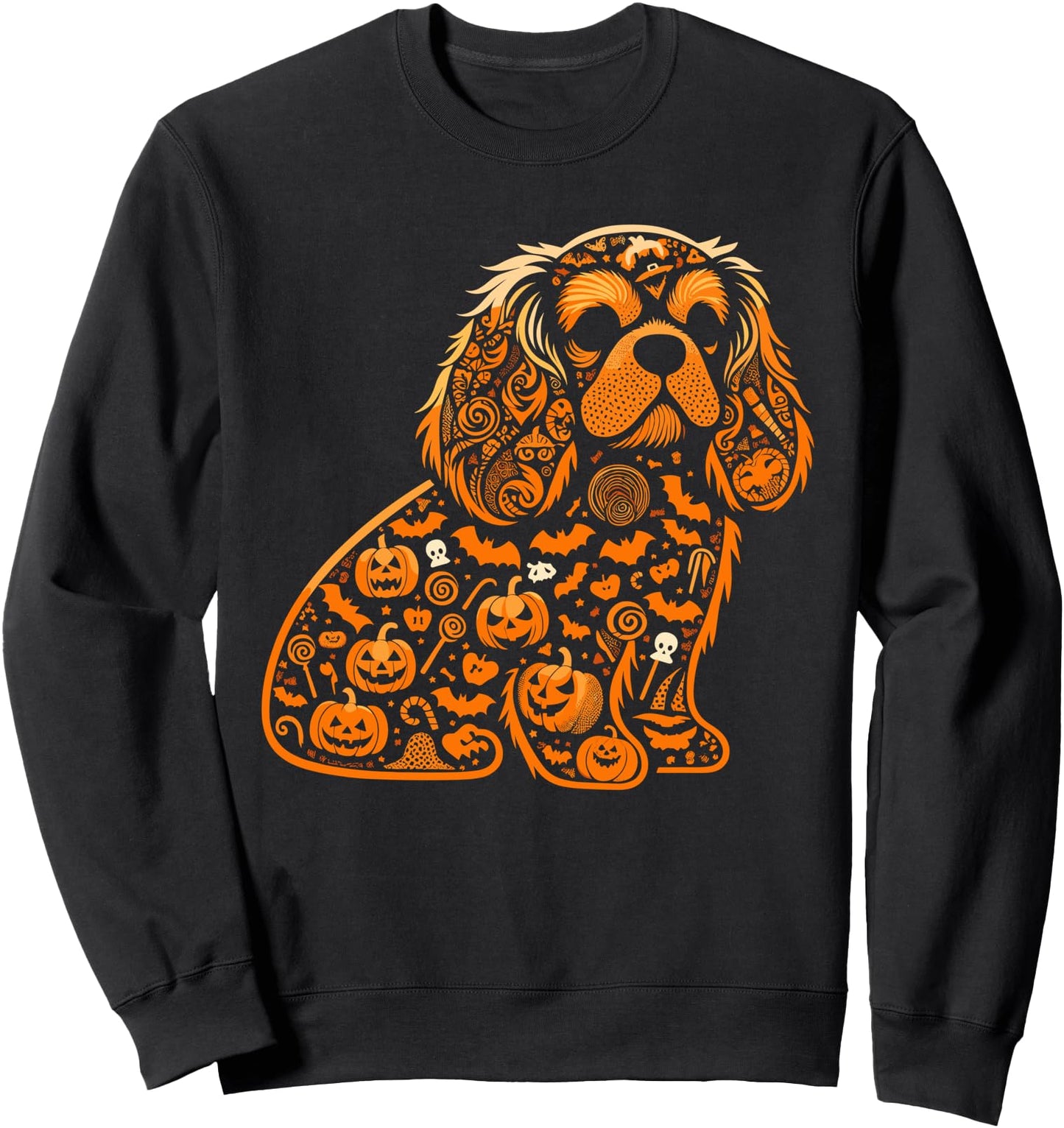 Funny Pumpkin Cavalier King Charles Spaniel Candy Halloween Sweatshirt