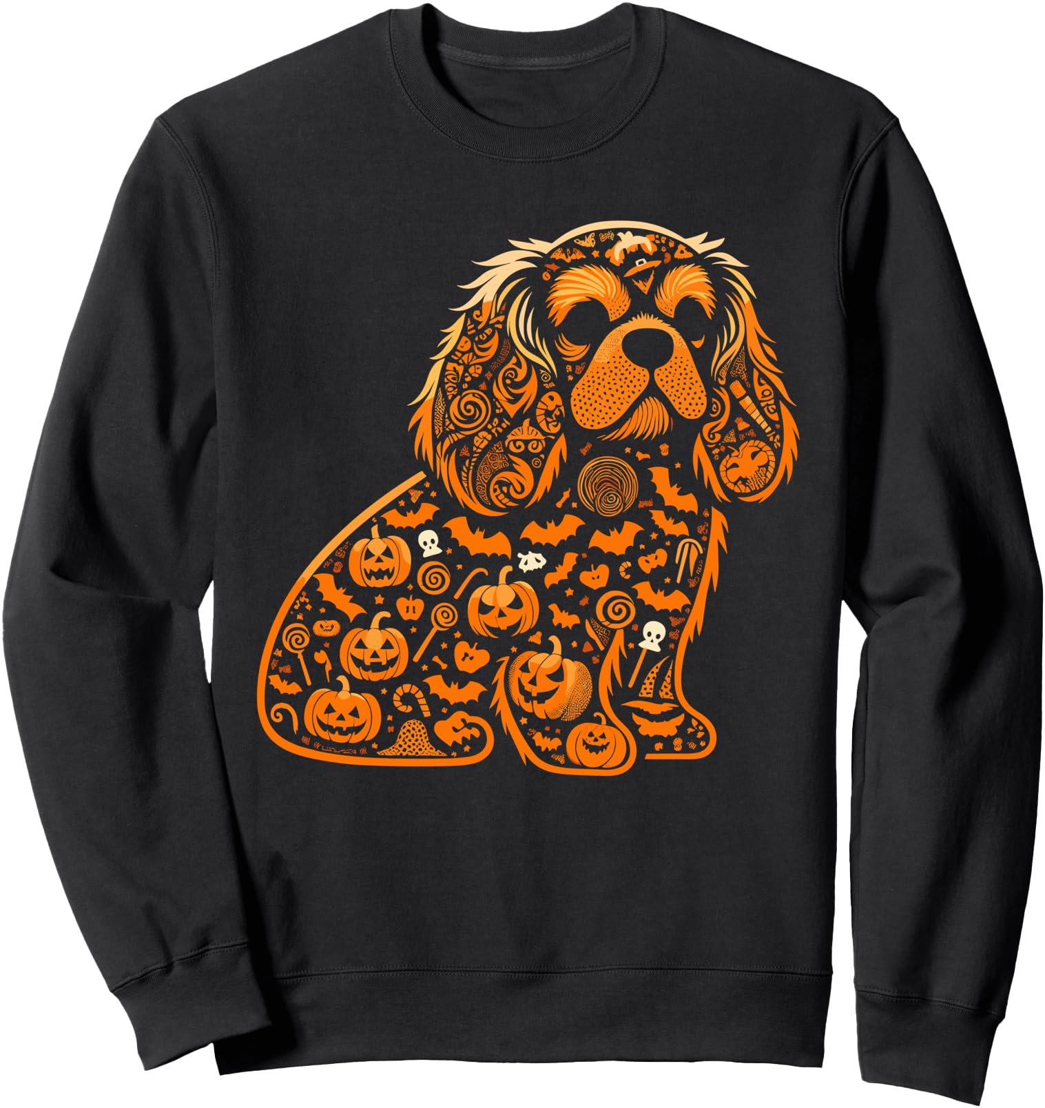 Funny Pumpkin Cavalier King Charles Spaniel Candy Halloween Sweatshirt