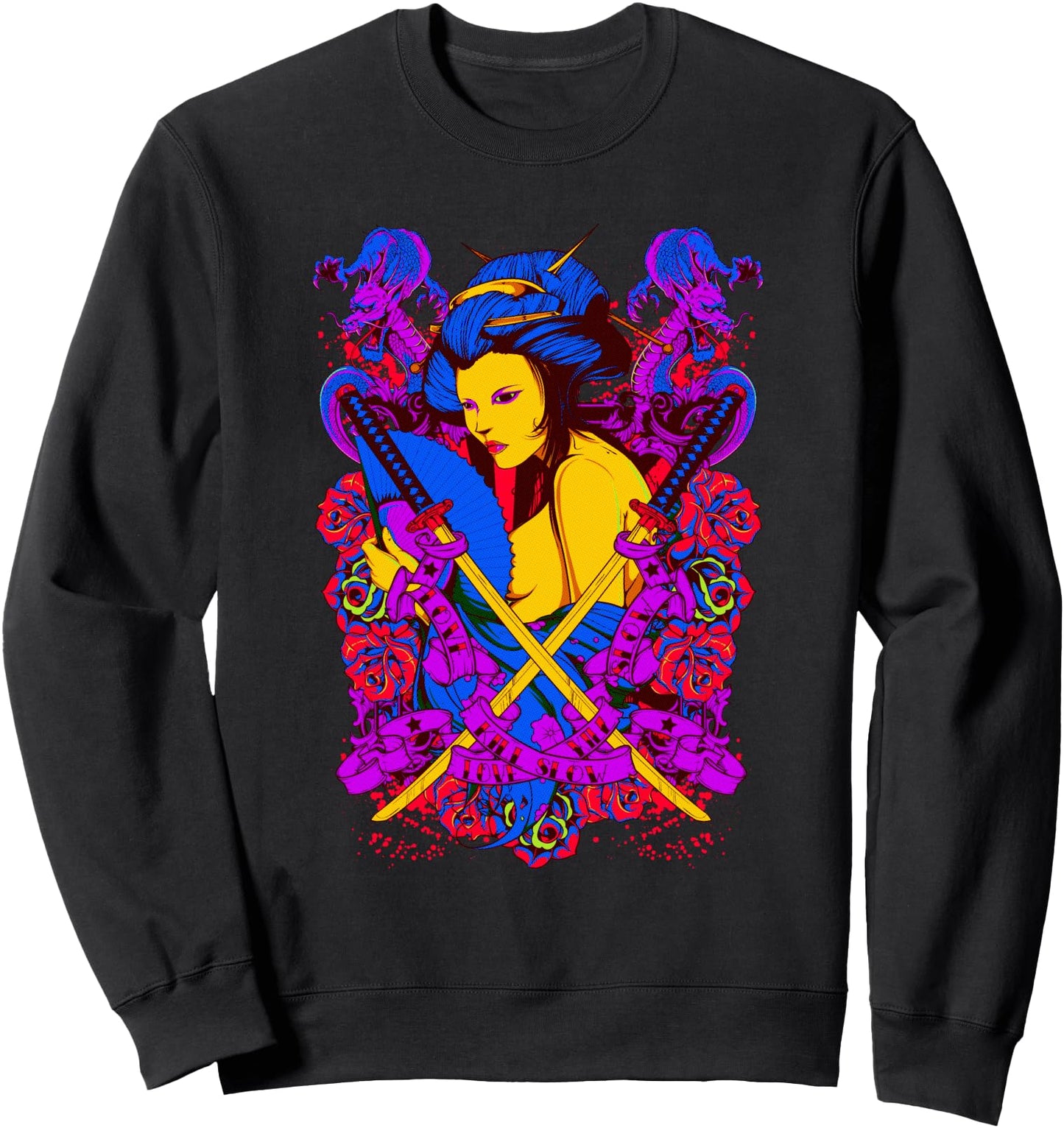 Female Samurai Men Womens Japanese Chicano Otaku Vaporwave Sweatshirt