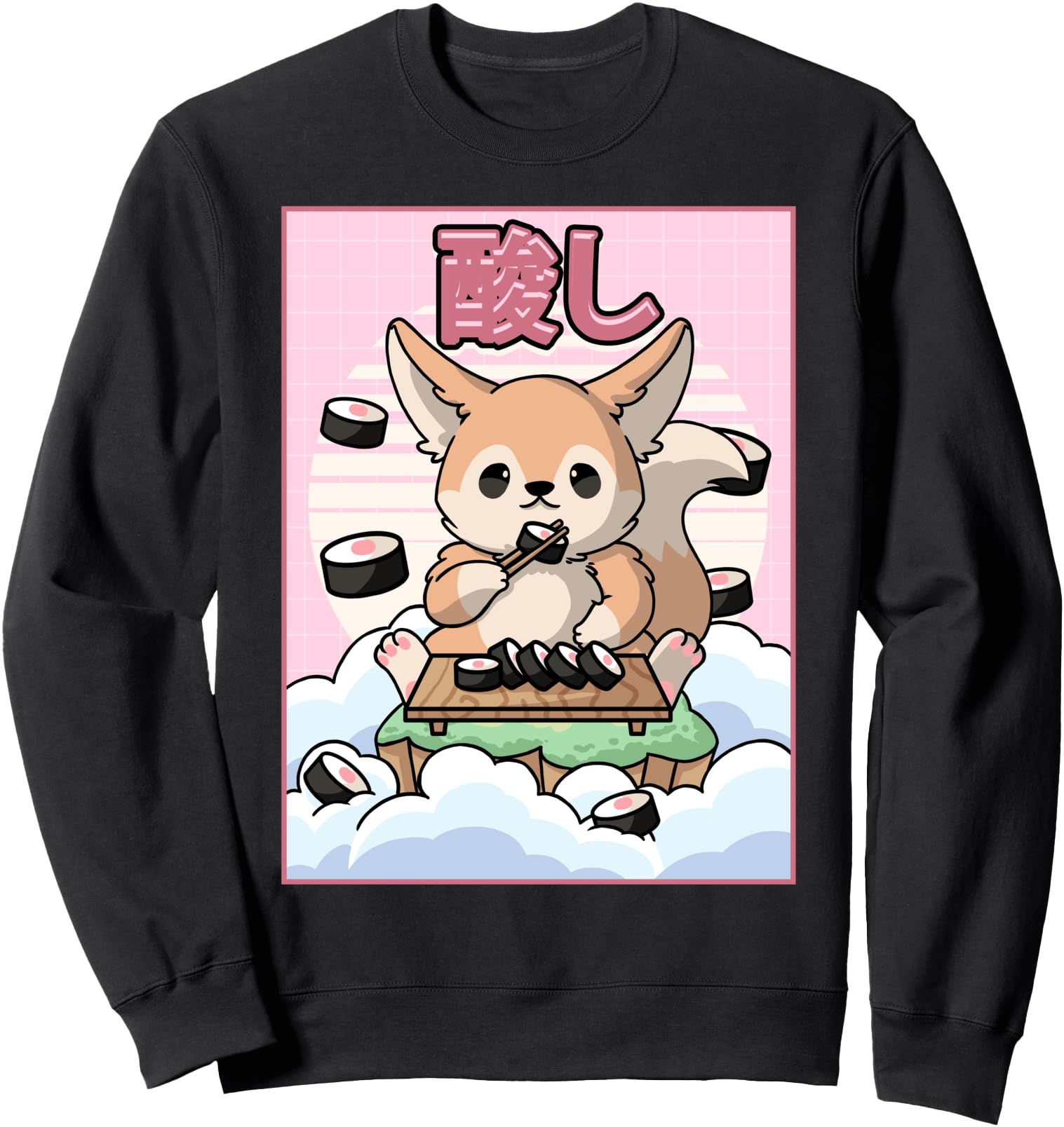 Cute Kawaii Fennec Fox Sushi Japanese Aesthetic Sweatshirt