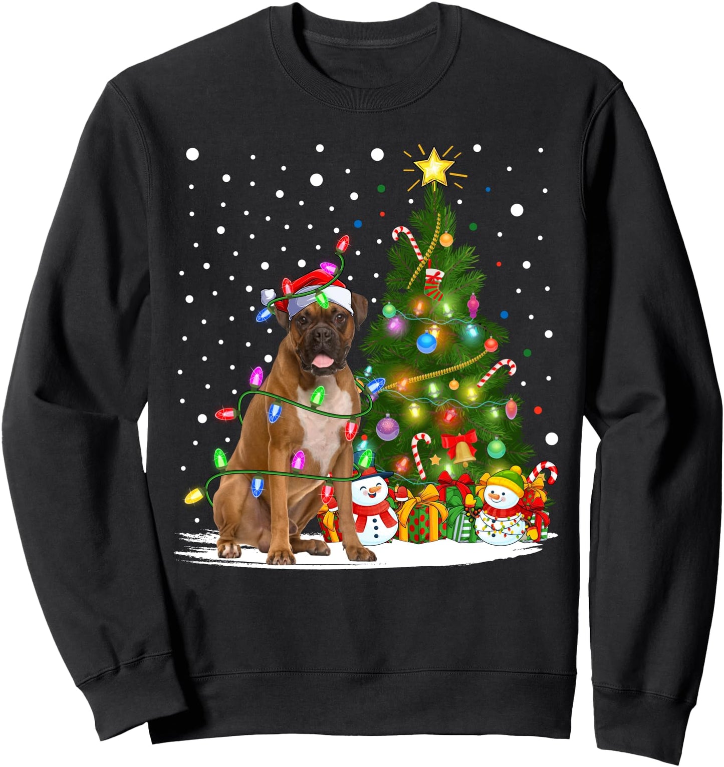 Xmas Tree Lighting Santa Boxer Dog Christmas Sweatshirt