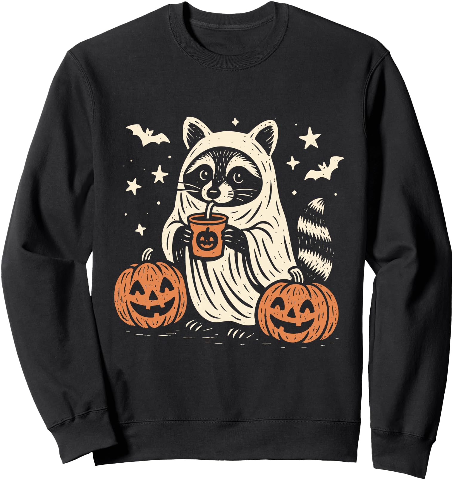 Cute Halloween Raccoon Ghost Spooky Pumpkin Sweatshirt