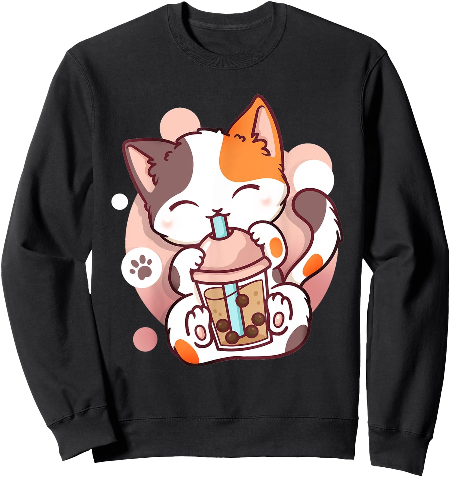 Bubble Tea Cat Boba Neko Anime Kawaii Japanese Women Girls Sweatshirt