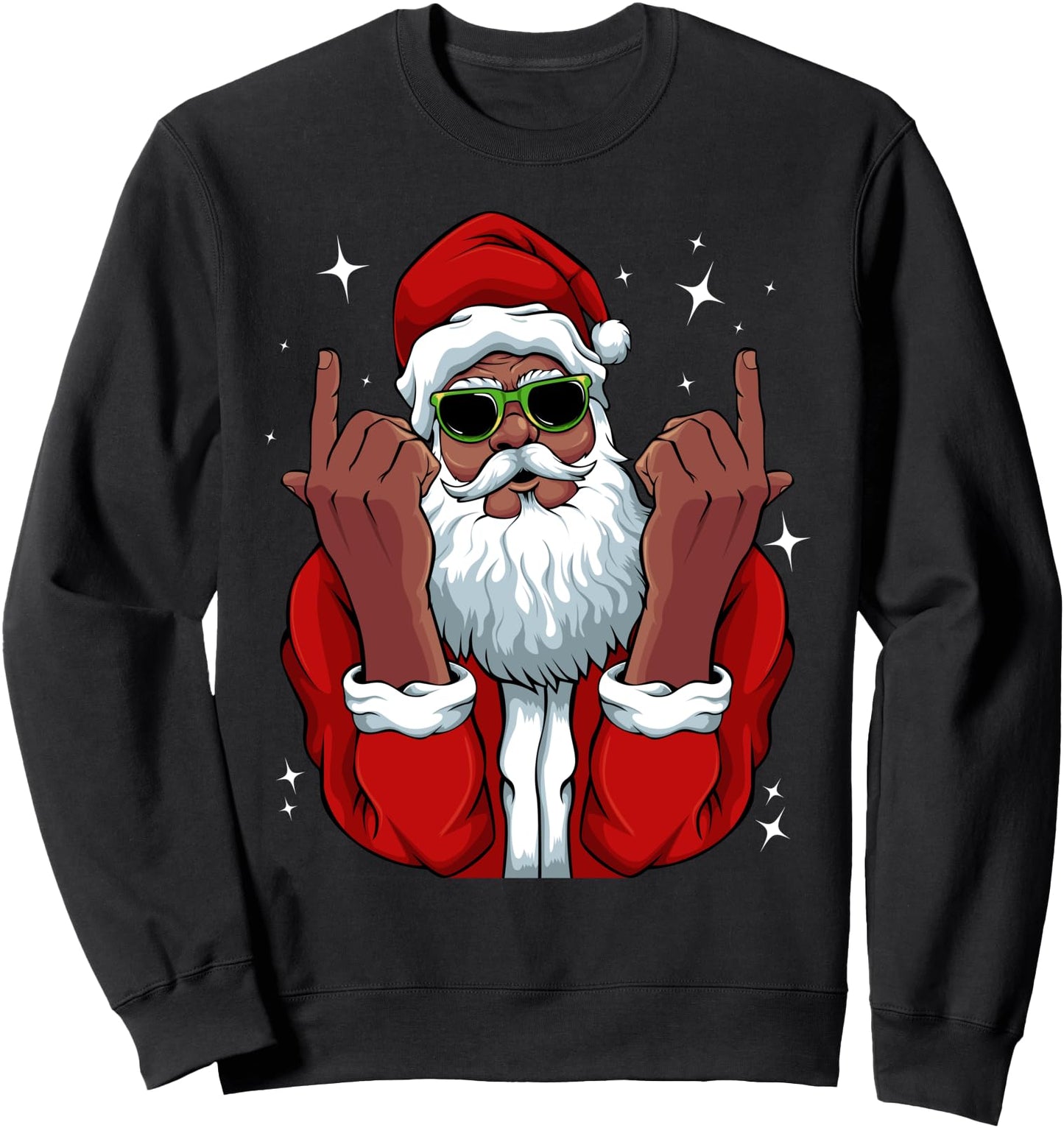 African American Santa Christmas Pajama Cool Black X-Mas Sweatshirt