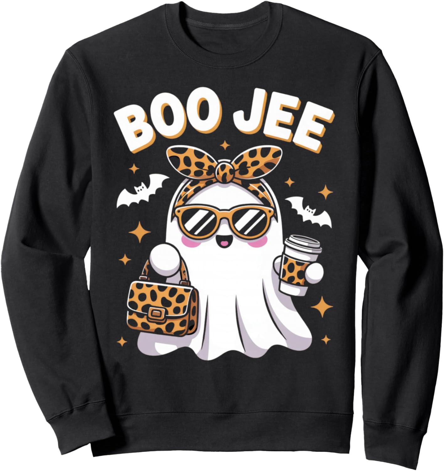 Boo Jee Coquette Leopard Boujee Halloween Ghost Sweatshirt