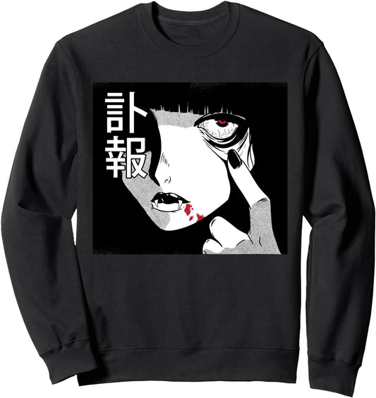 Alt Aesthetic - Manga - Anime Vampire Girl - Japanese Emo Sweatshirt