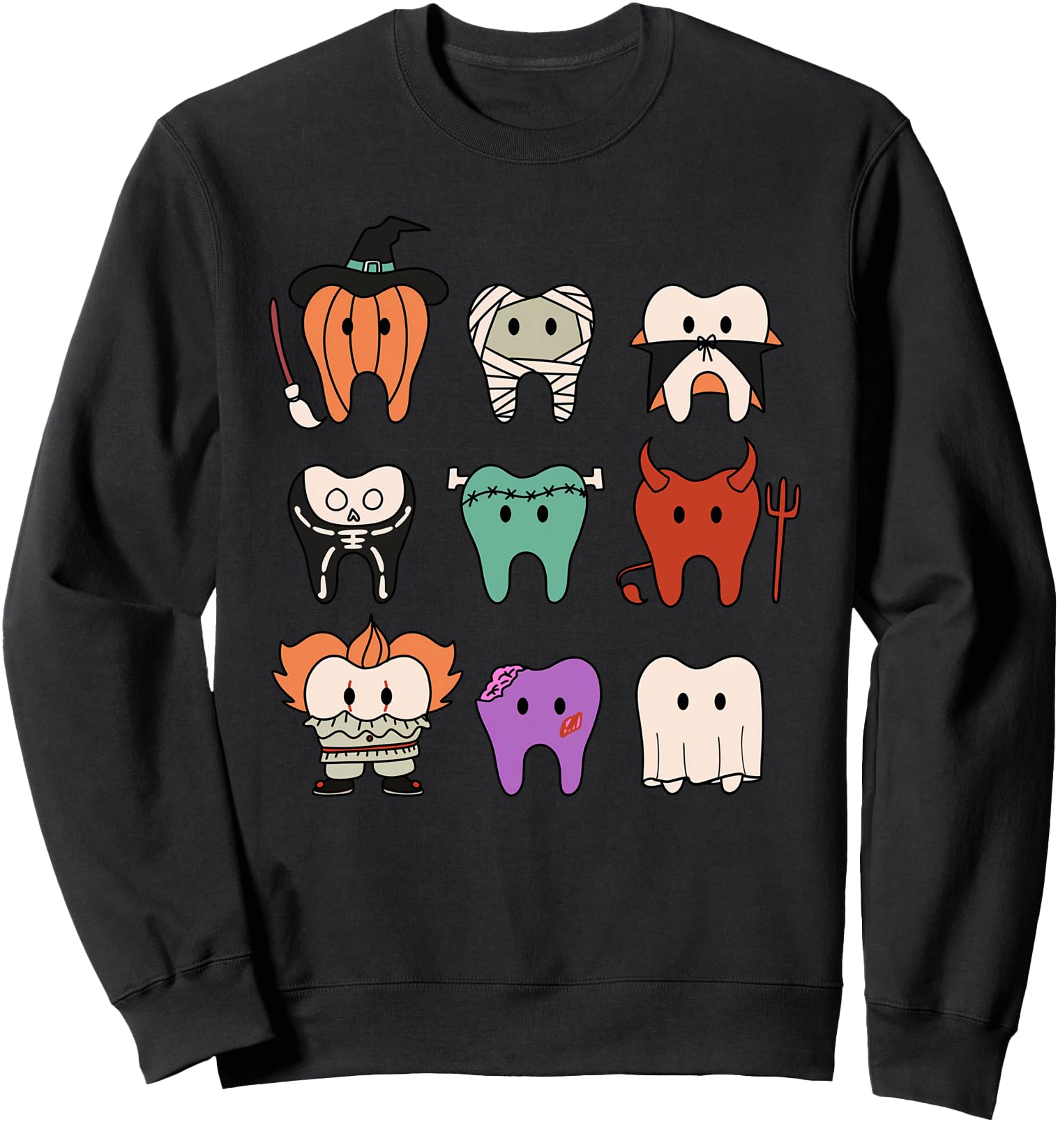 Funny Cute Dental Hygiene Monsters Teeth Squad Halloween Sweatshirt