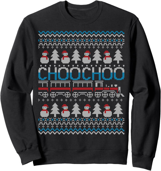Choo Choo Train Railway Railroad Ugly Christmas Sweater Sweatshirt