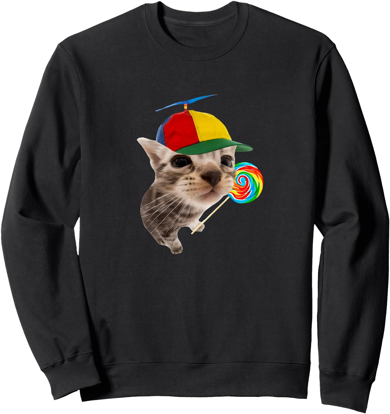 Silly Cat With Lollipop Meme Sweatshirt