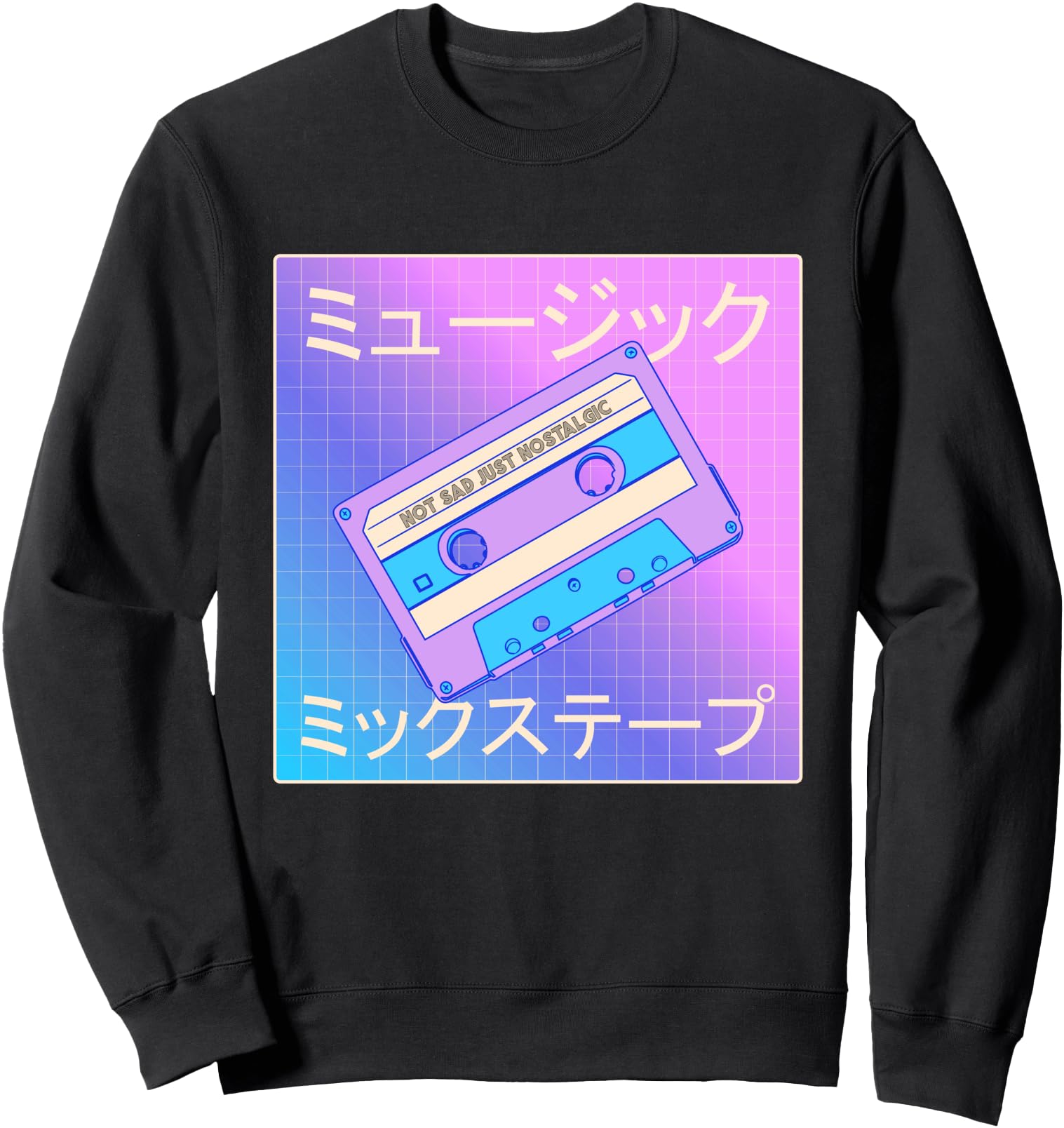 Trippy Aesthetic Colorful Cassette Japanese Retro Kanji Art Sweatshirt