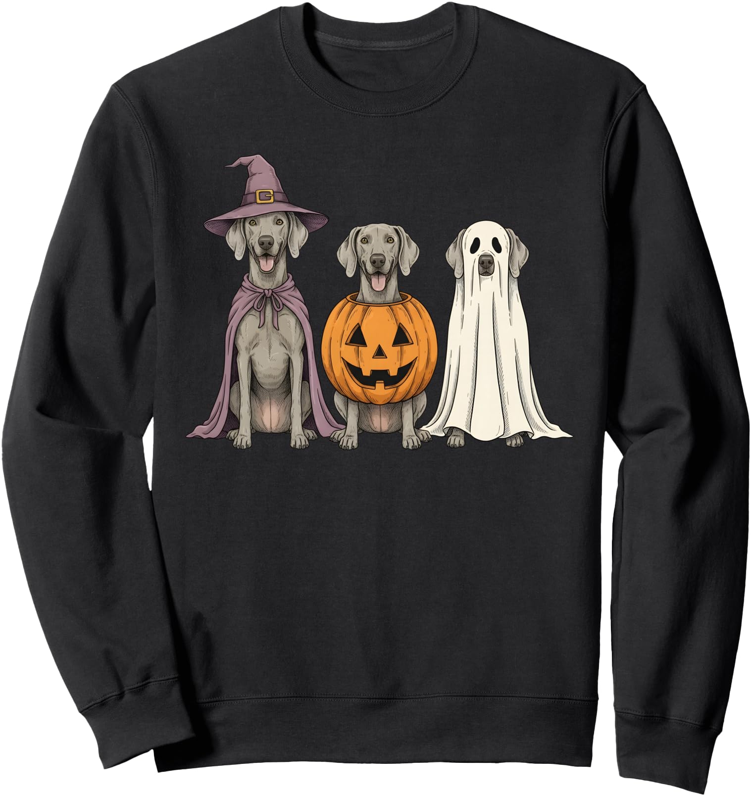 Spooky Ghost Weimaraner Pumpkin Halloween Dog Lover Sweatshirt
