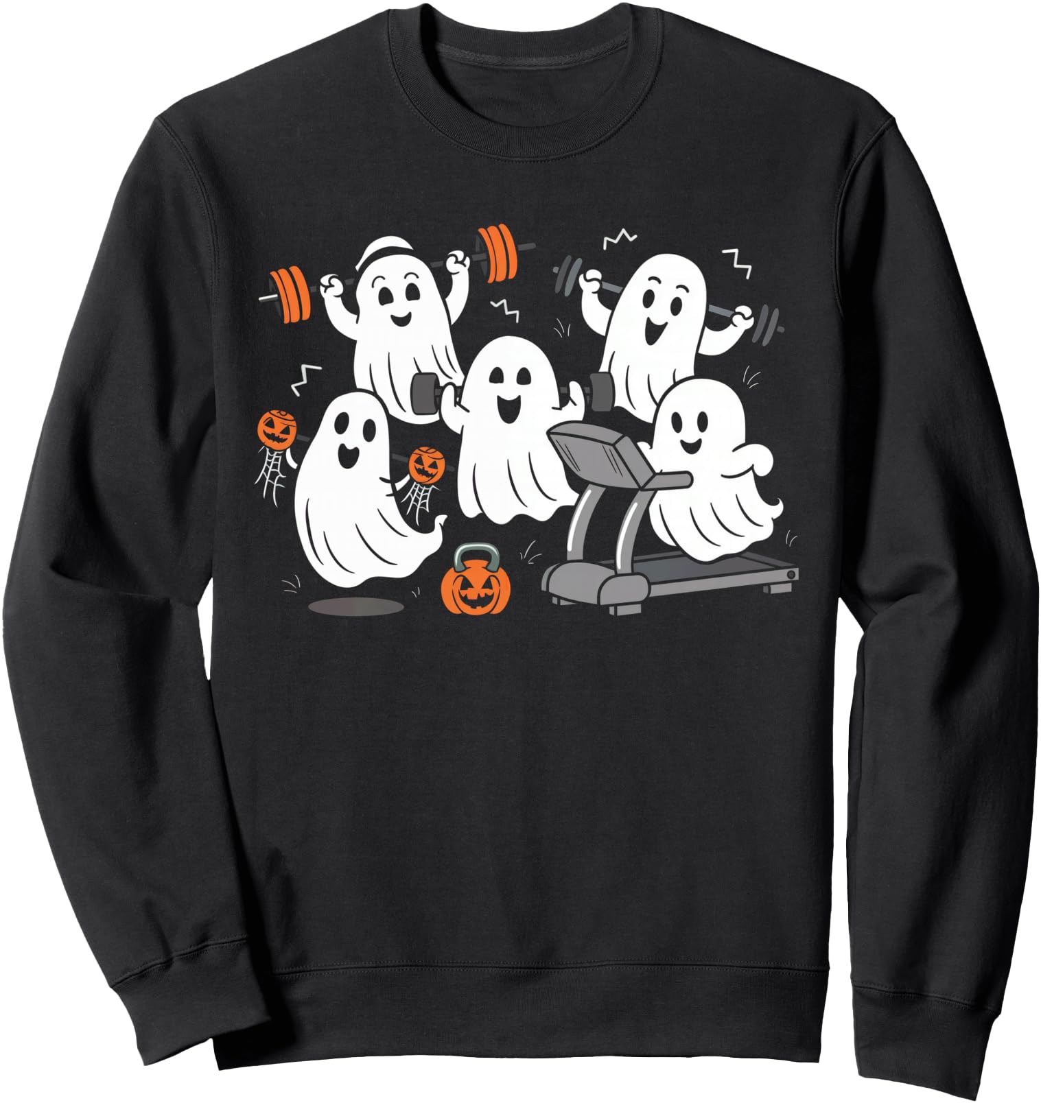 Working Out Ghost Gym Halloween Shirt Fitness Weightlifting Sweatshirt