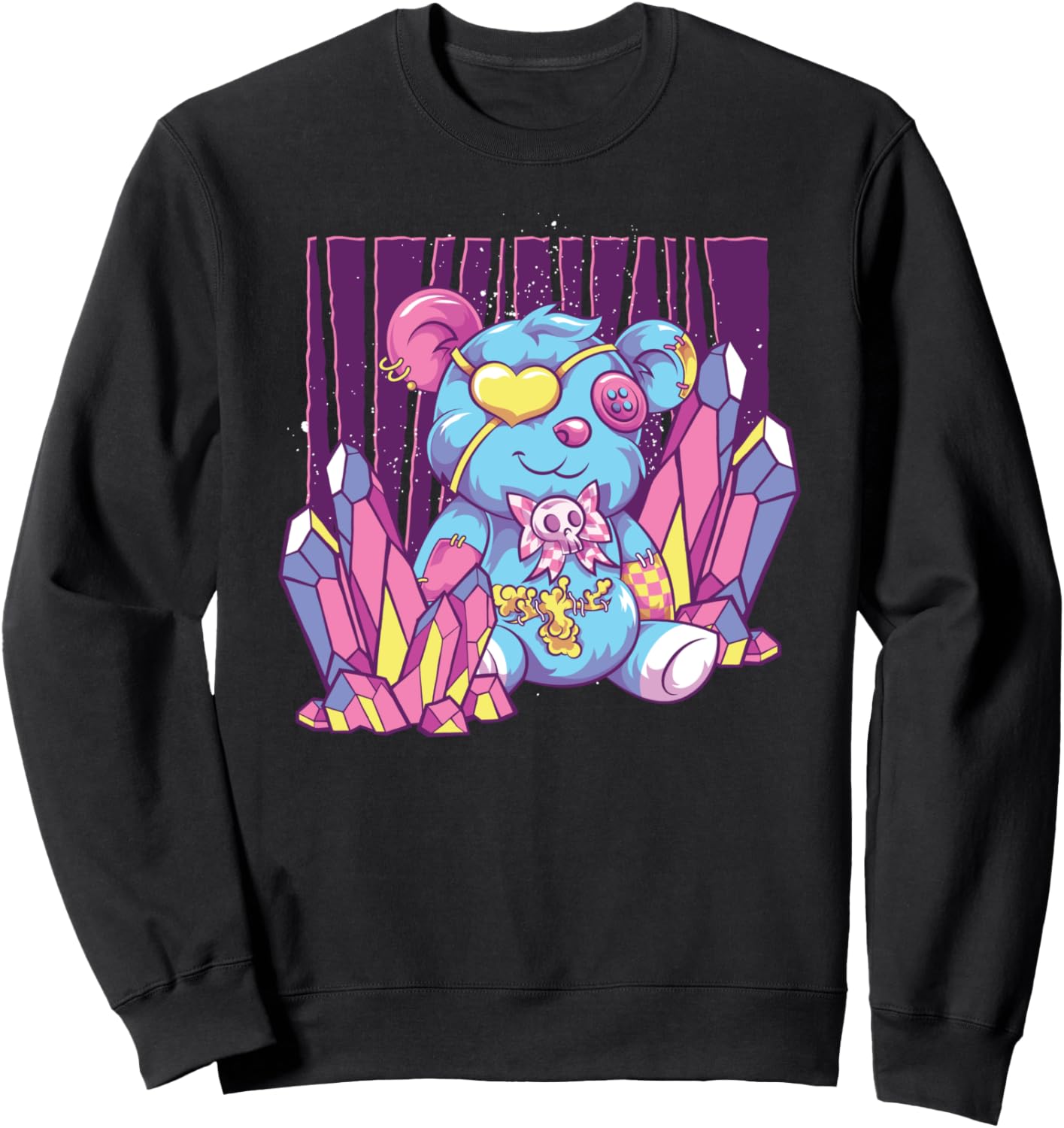 Creepy Teddy Bear Crystals Kawaii Japan Anime Pastel Goth Sweatshirt