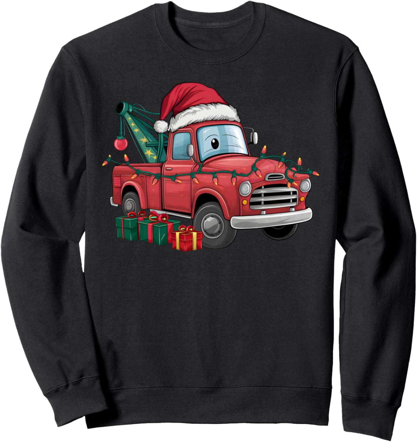 Tow Truck Xmas Lighting Santa Hat Tow Truck Christmas Sweatshirt