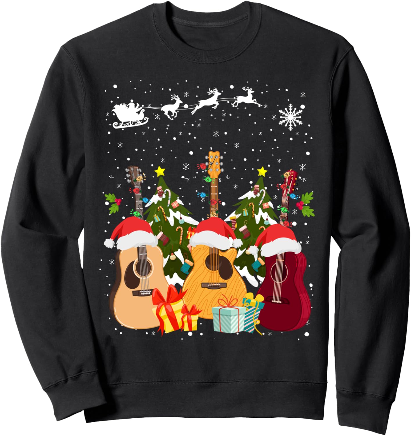 Christmas Guitar Jumper Idea For Men & Guitarist Xmas Guitar Sweatshirt