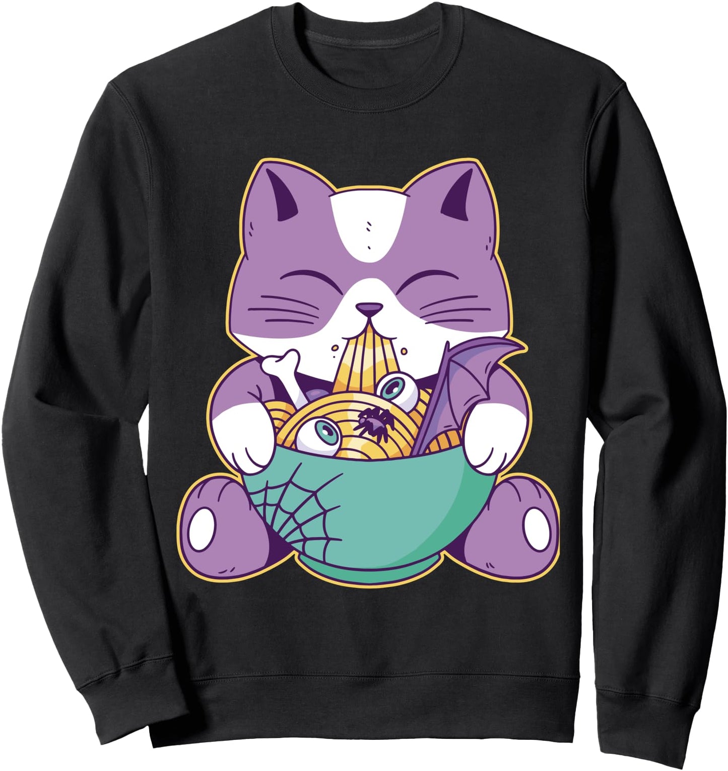 Cute Cat Halloween Ramen Funny Kitty Japanese Kawaii Noodles Sweatshirt