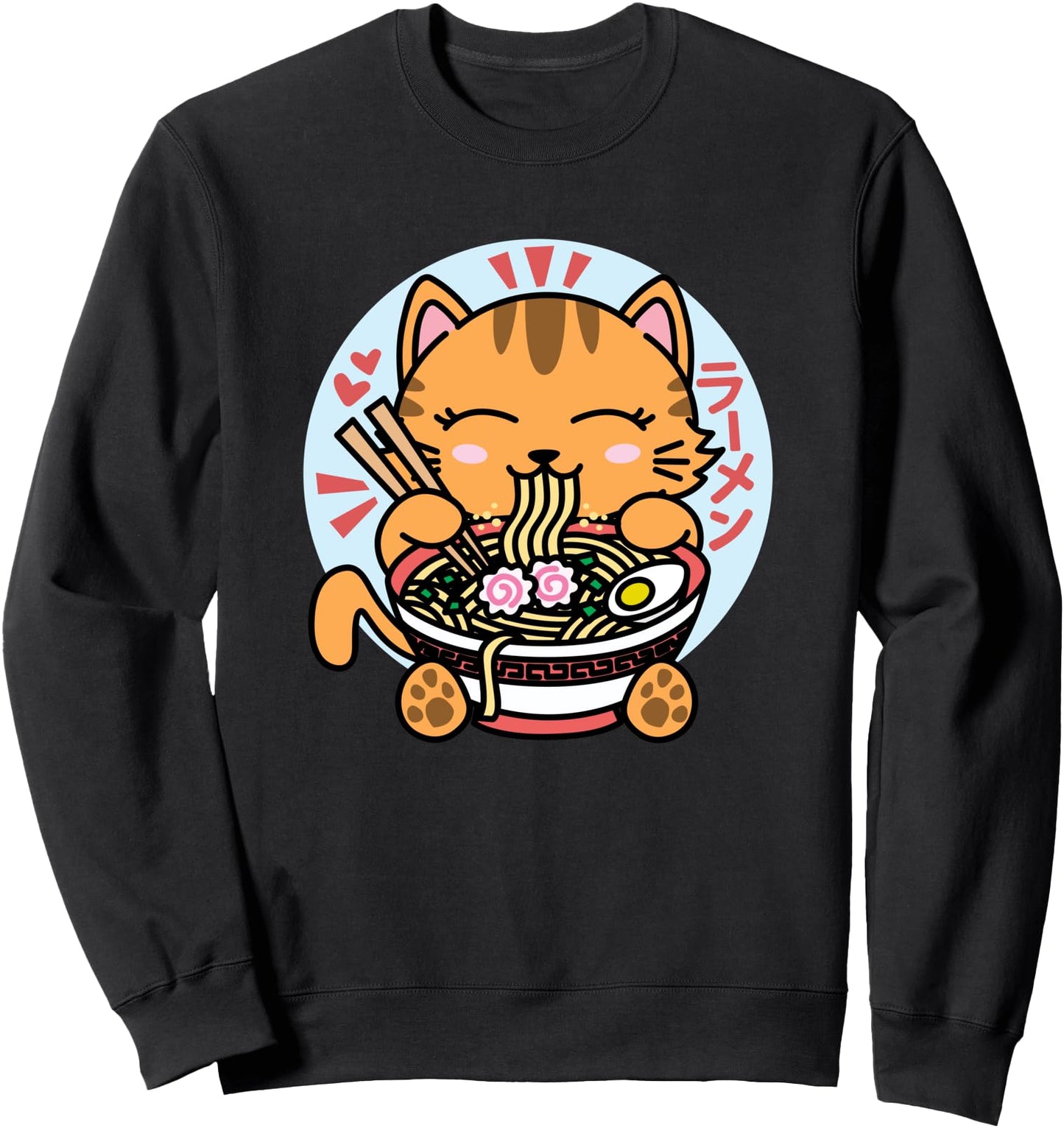 Kawaii Ramen Cute Anime Orange Cat Japanese Noodles Sweatshirt
