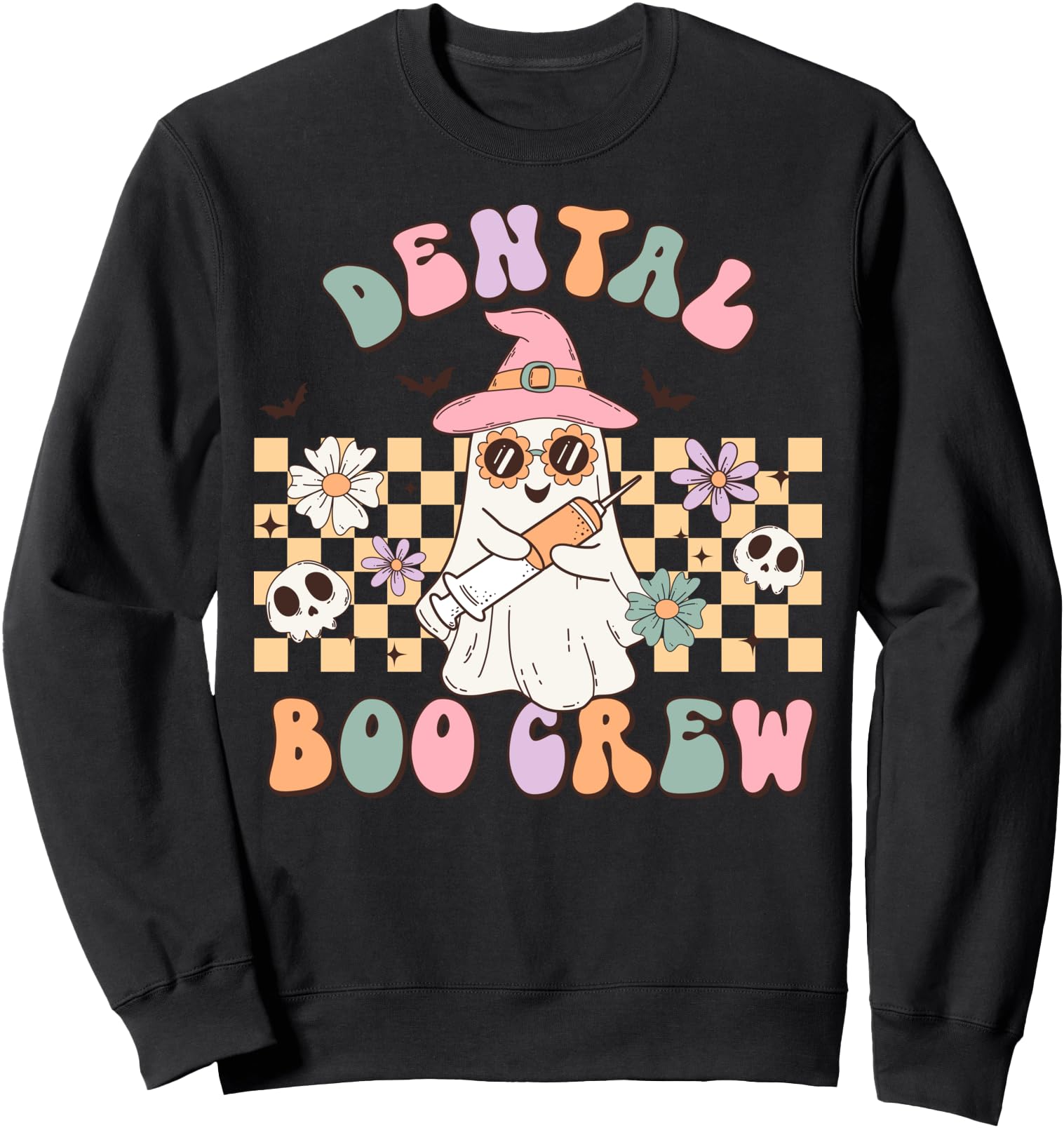 Dental Boo Crew Retro Halloween Dental Assistant Sweatshirt