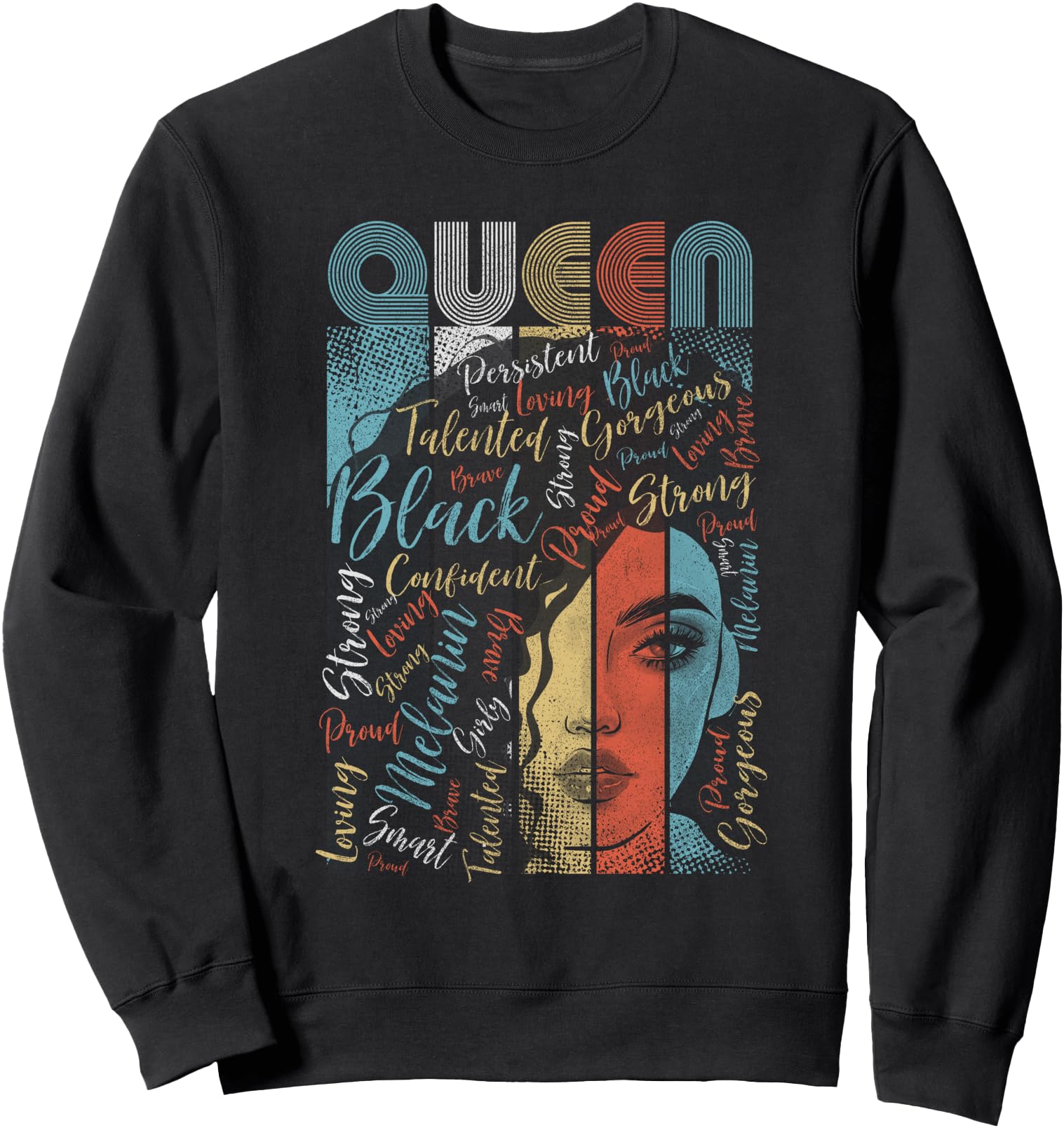 Black Queen Strong African American Melanin Retro Vintage Sweatshirt