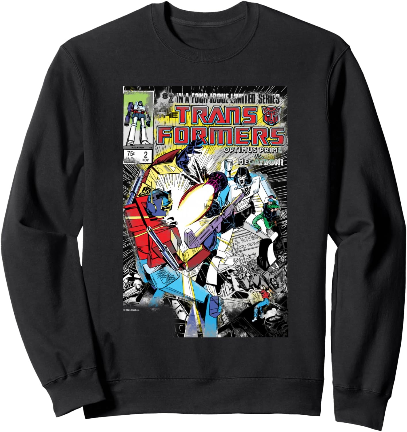 Transformers Vintage Faded Optimus vs. Megatron Comic Cover Sweatshirt